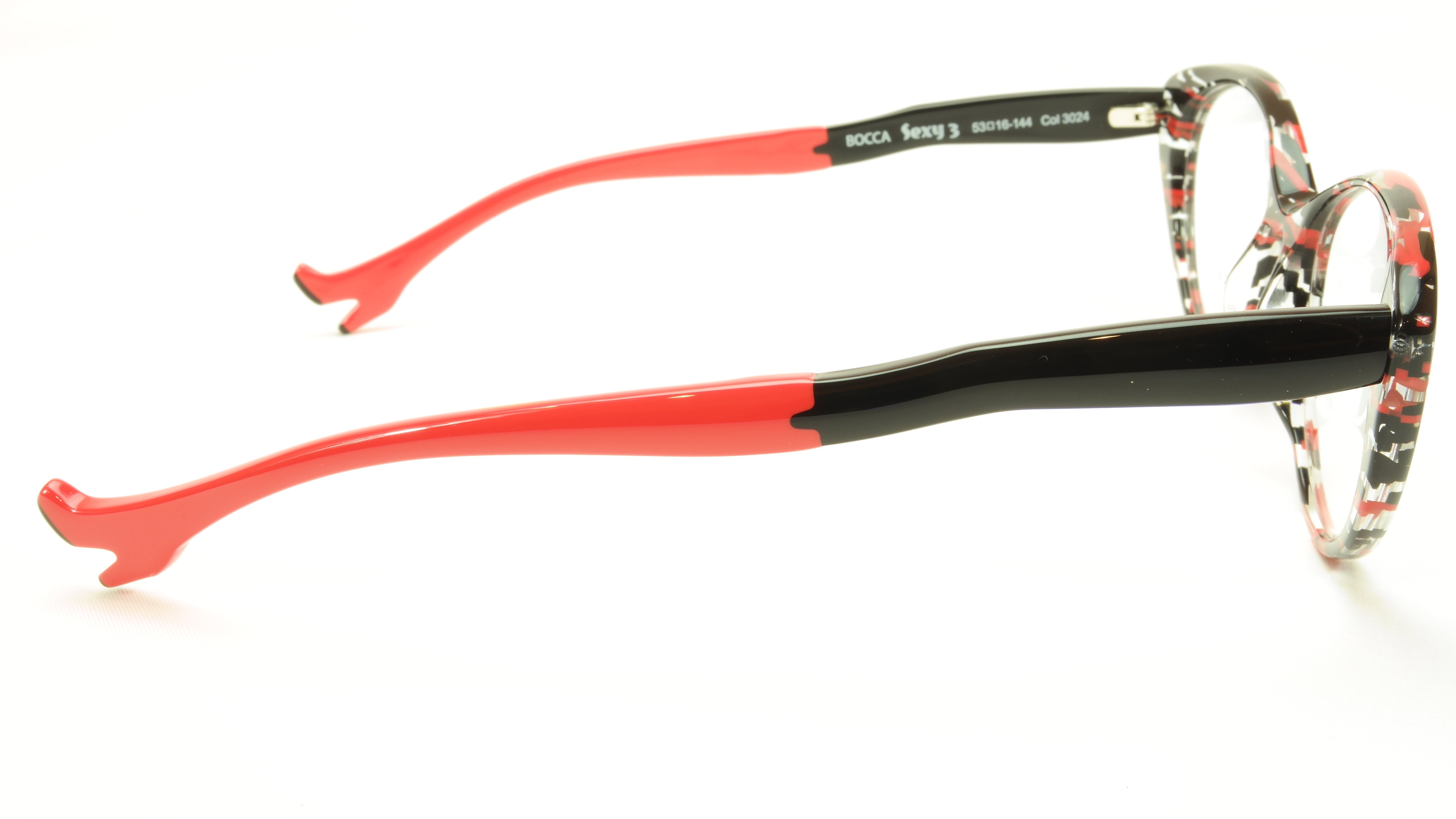 Face A Face Bocca Sexy 3 Color 3024 Transparent Red Black Eyeglasses - Stylish & Lightweight for Women's Fashion, Office Wear & Night Out
