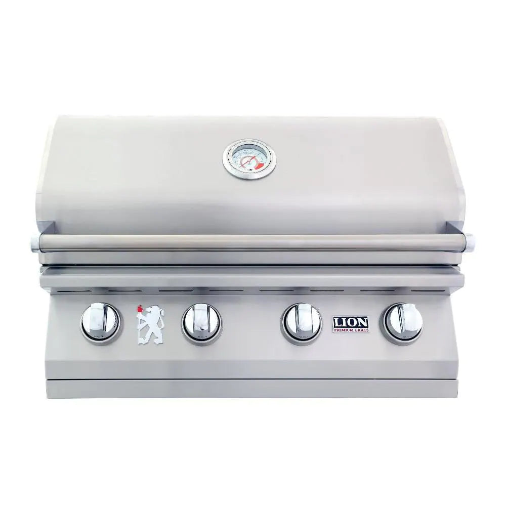 Lion L60000 32-Inch 4-Burner Stainless Steel Built-In Gas Grill for Outdoor Cooking, Backyard BBQ, and Patio Entertaining