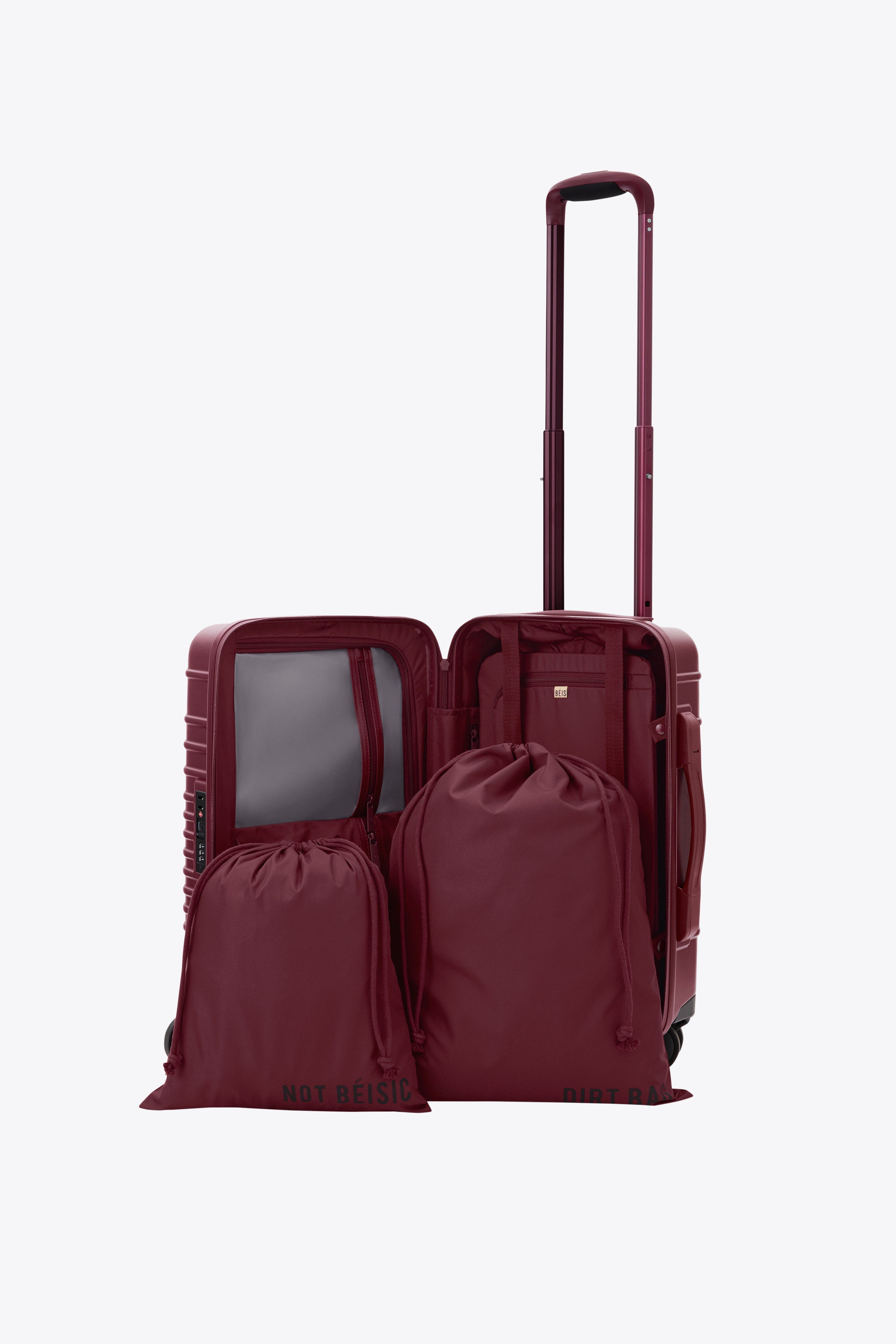 Burgundy Small Carry On Roller Luggage - Lightweight Compact Suitcase for Air Travel & Weekend Getaways