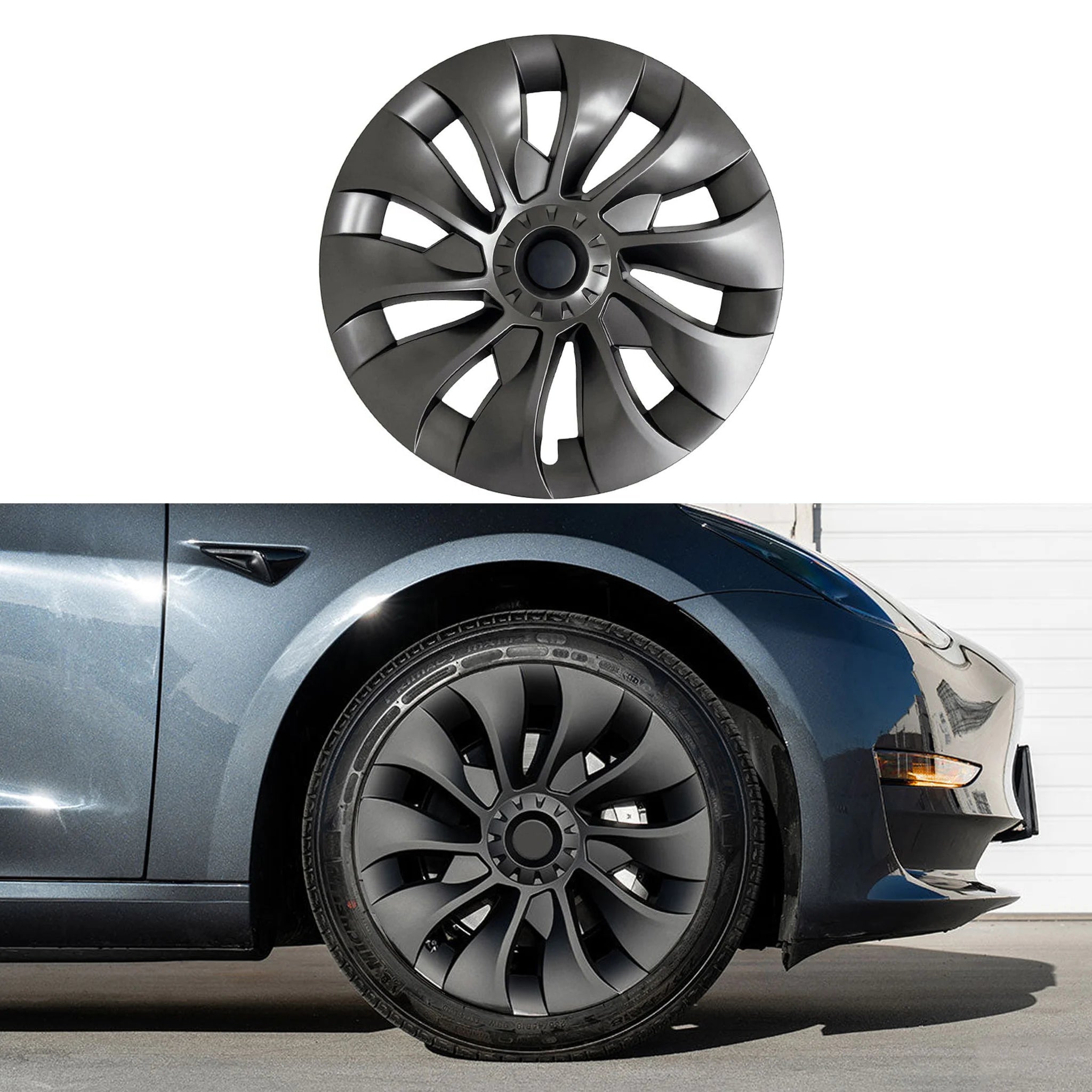 Tesla Model 3 Hubcaps 18 Inch - Aero Wheel Covers & Uberturbine Style Replacement - Perfect for Daily Commuting, Road Trips, and Car Customization