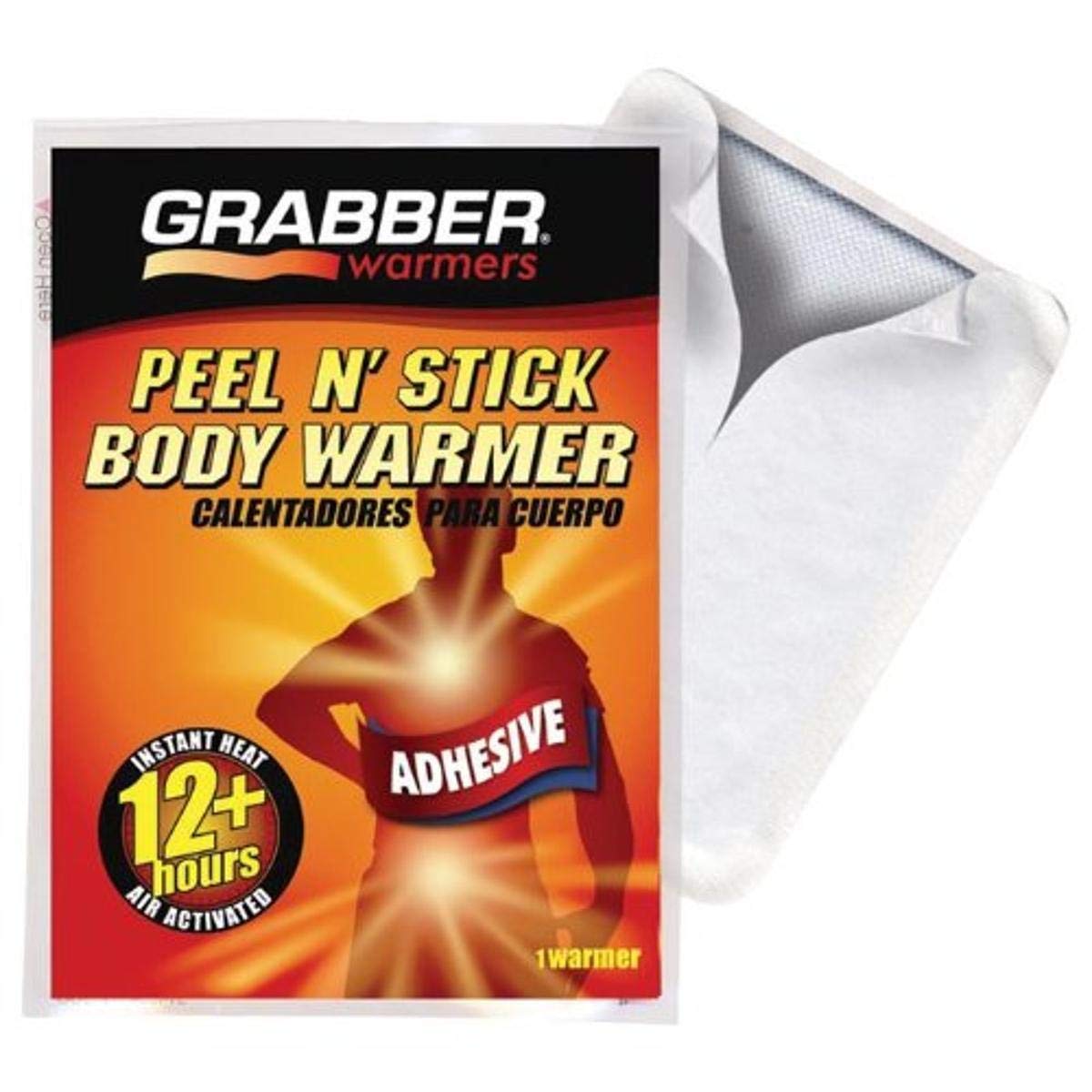 Grabber Performance Peel N Stick Body Warmer - Single Use Adhesive Heating Pad for Back Pain Relief & Cold Weather Comfort - Ideal for Outdoor Work, Skiing, and Winter Sports