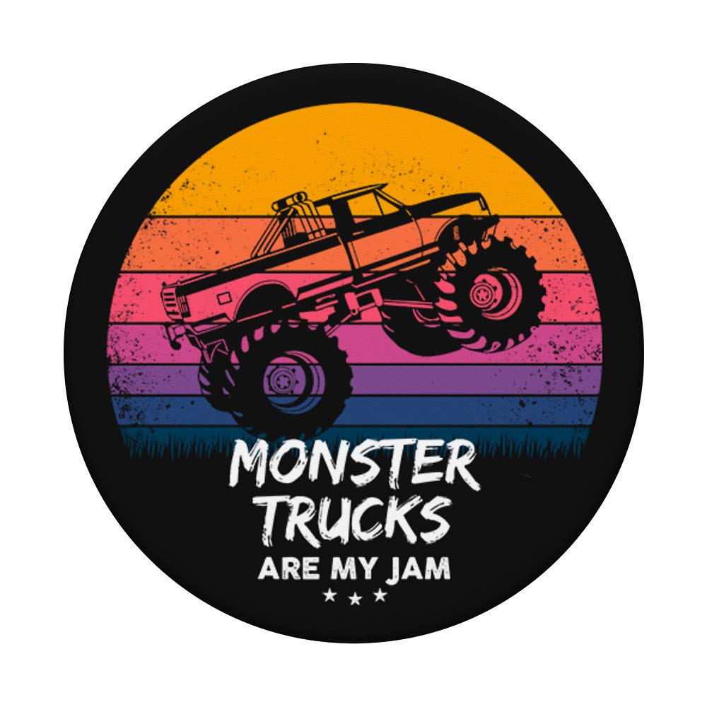 Vintage Monster Truck Retro Sunset PopSockets - Phone Grip & Stand for iPhone, Samsung, Tablets | Perfect for Car Lovers & Road Trips