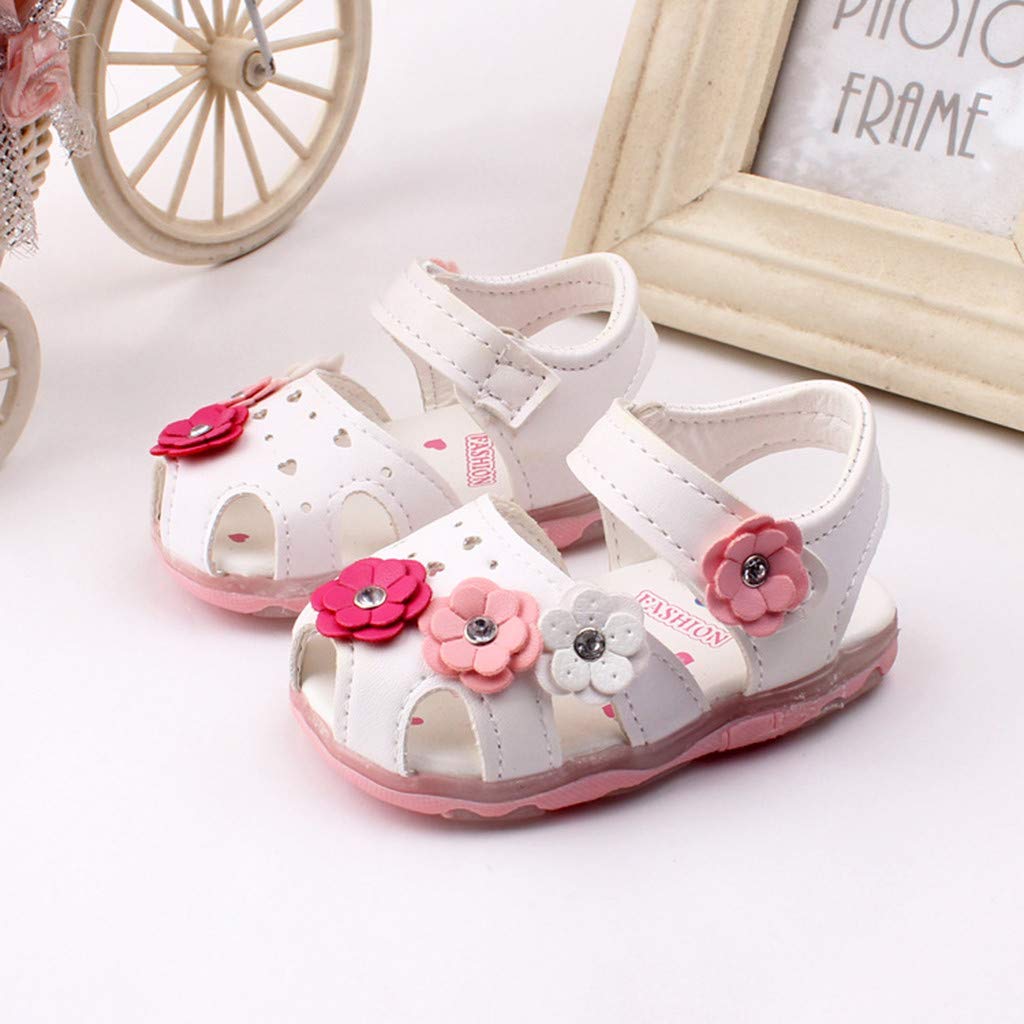 Lykmera LED Light Up Sneakers for Toddler Girls - Breathable Baby Sports Shoes with Floral Design, Non-Slip Kids Sandals for Walking & Play - Perfect for Outdoor Activities, Birthday Gifts & Nighttime Visibility