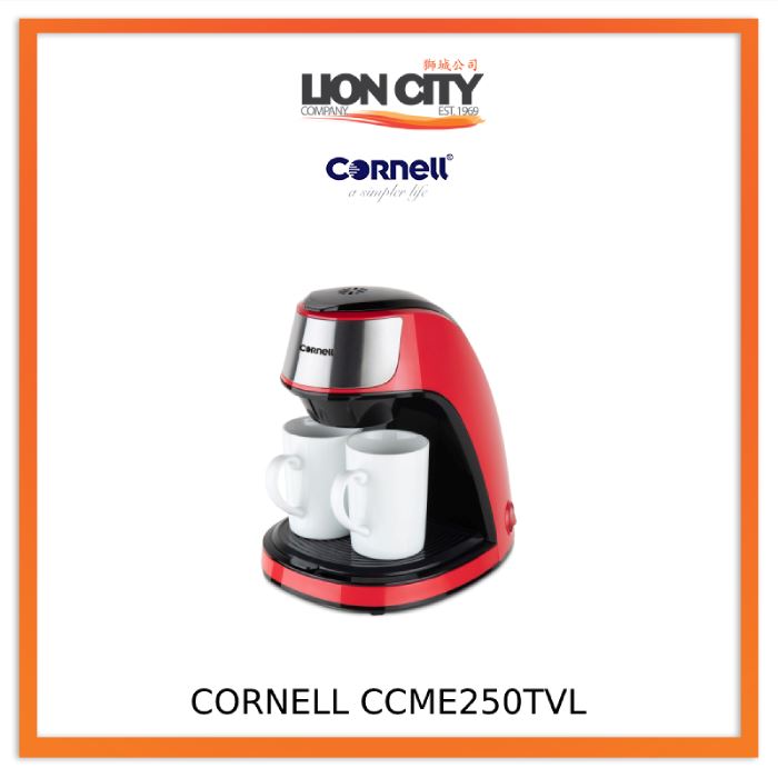 Cornell 2-Cup Coffee Maker CCME250TVL - Compact Drip Coffee Machine for Home, Office & Travel | Perfect for Small Spaces & Single Serve Brewing