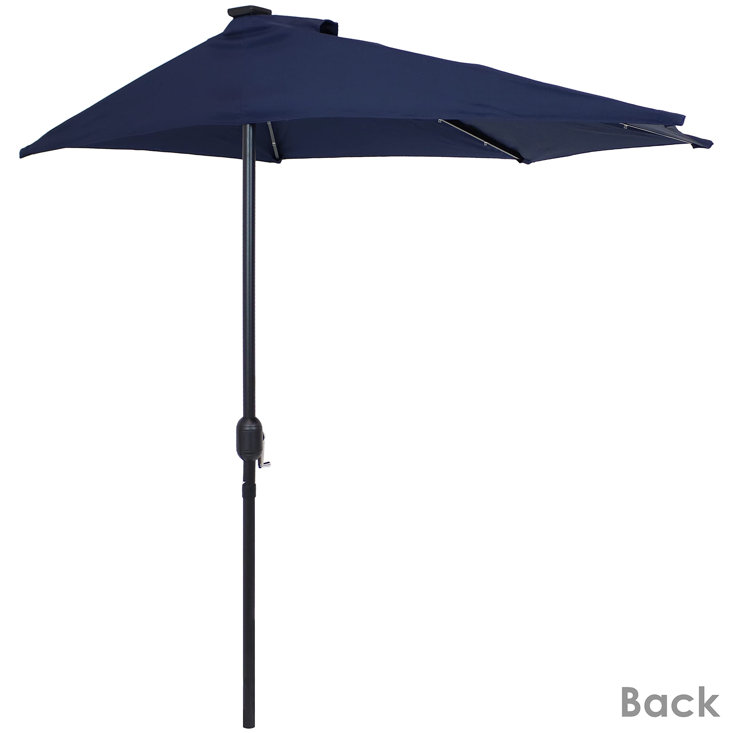 Sunnydaze 9-Foot Half Patio Umbrella with Solar LED Lights - Outdoor Cantilever Umbrella for Deck, Poolside & Backyard - Waterproof Sun Shade with Auto-Tilt & Wind Vent