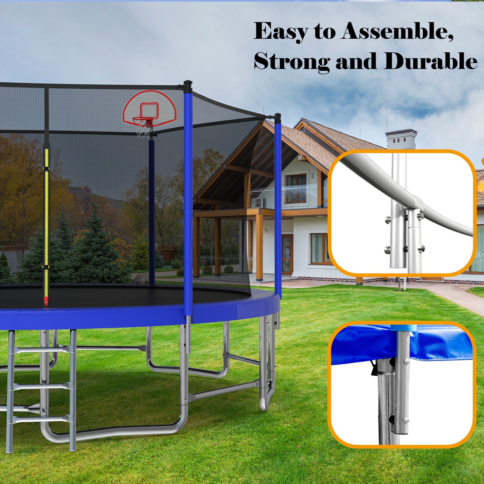 15FT Large Outdoor Trampoline for Kids with Safety Enclosure Net - Perfect for Backyard Play, Exercise & Family Fun