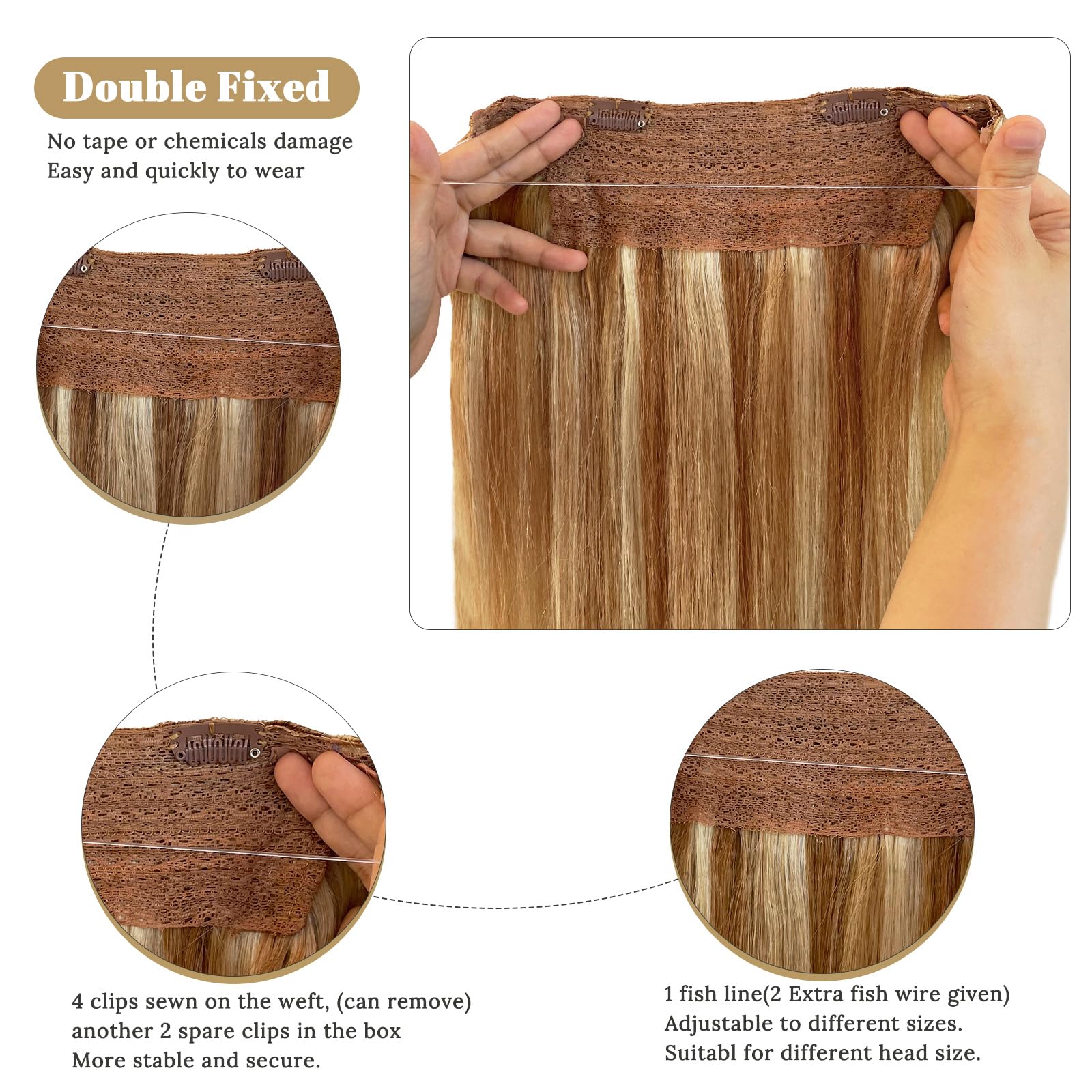 22 Inch Ombre Brown Blonde Human Hair Extensions - 100g Remy Hair with Platinum Blonde Balayage Highlights | Perfect for Daily Styling, Parties & Special Occasions