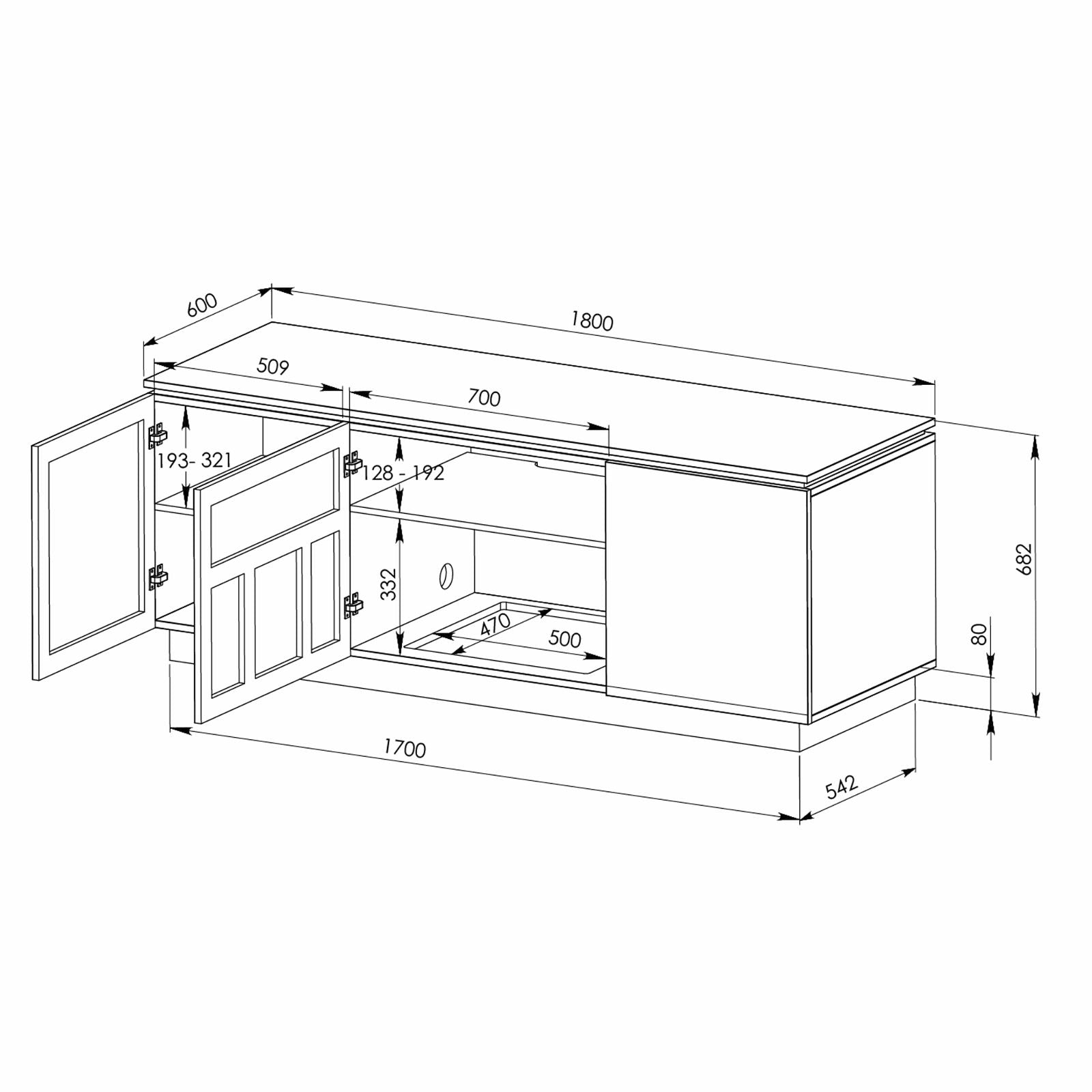 Tauris Hollywood 1800DO TV Stand Entertainment Center - Modern Media Console for Living Room, Home Theater & Gaming Setup