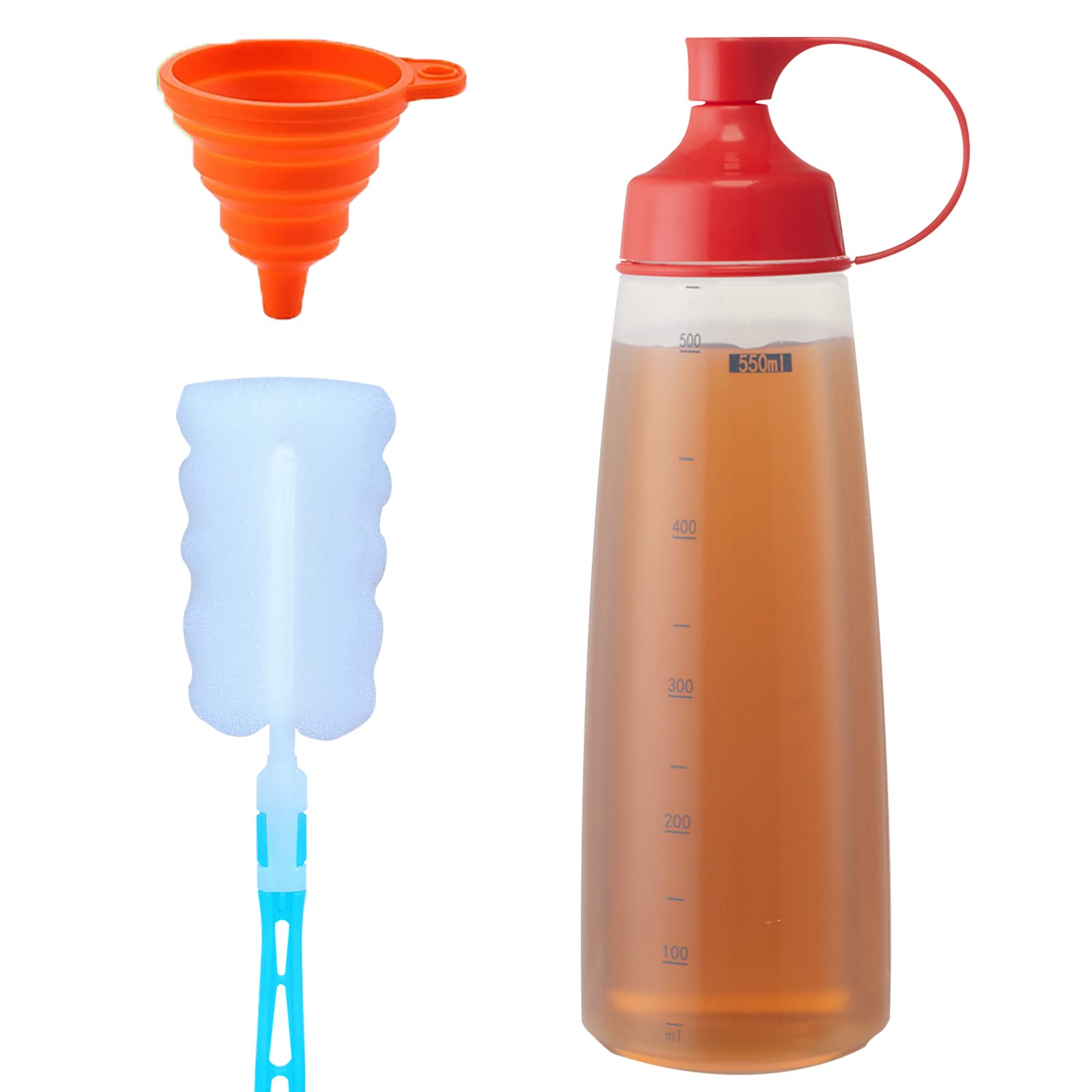 18 oz Plastic Condiment Squeeze Bottles - Wide Mouth Ketchup Mustard Squirt Bottle for Sauces, Pancake Batter, Icing, Oil & Salad Dressing - Perfect for Kitchen, BBQ, Griddle & Food Prep (1 Pack)