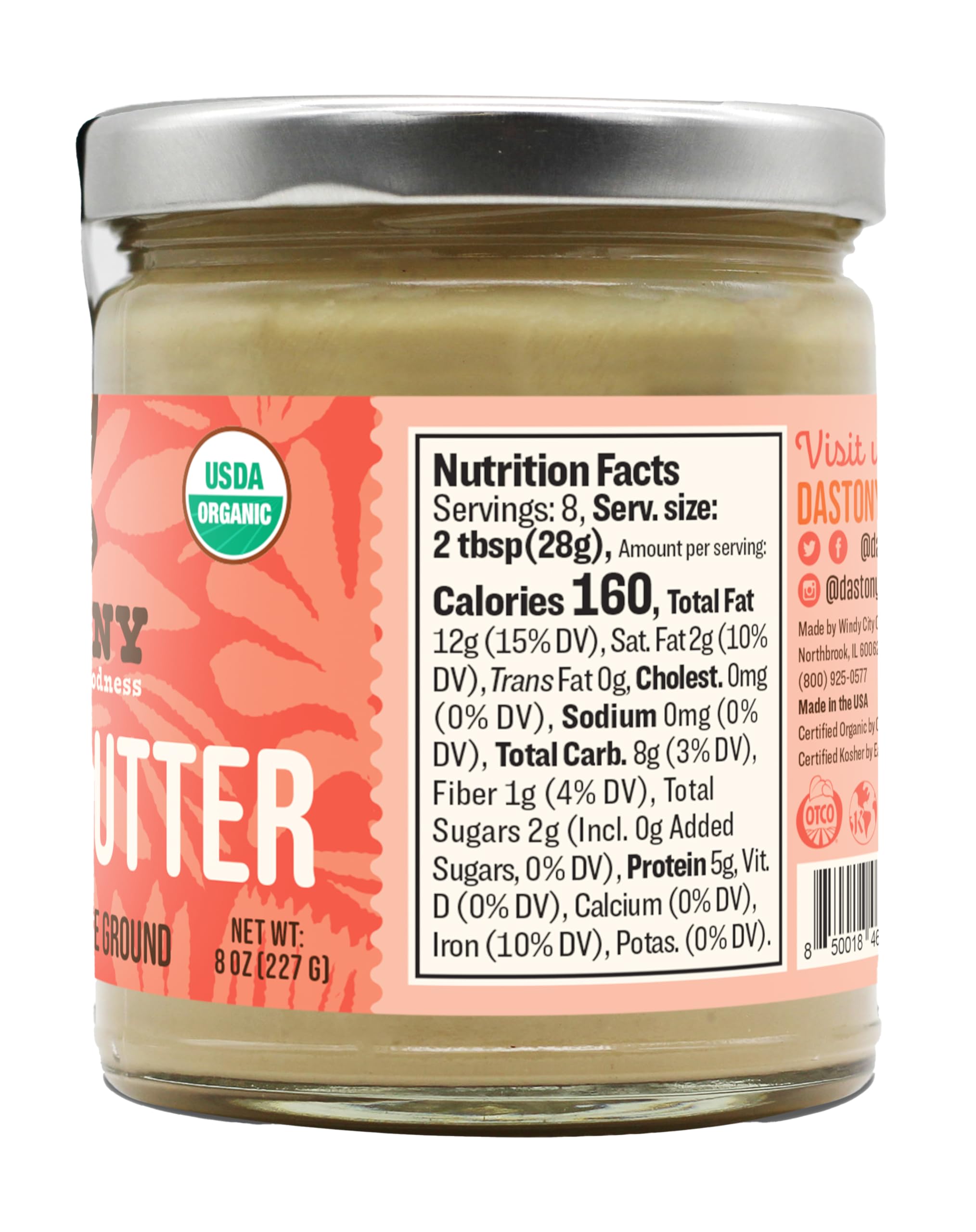 Organic Raw Cashew Butter 8 oz - Single Ingredient, Vegan, Paleo, Keto Friendly, Non-GMO, Gluten Free - Perfect for Smoothies, Baking & Healthy Snacks