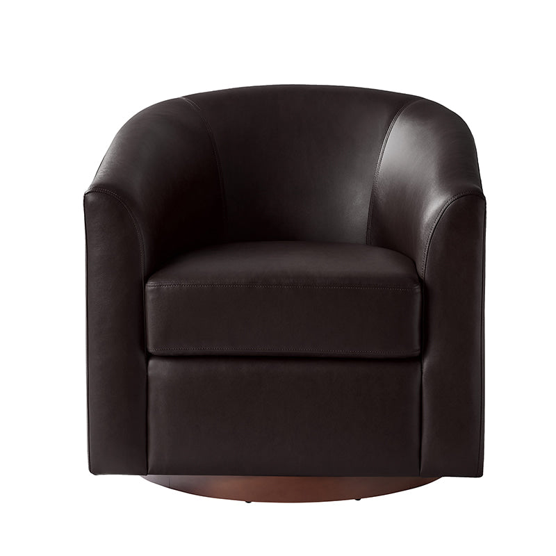 360 Degree Swivel Barrel Faux Leather Chair - Modern Accent Chair for Living Room, Office & Lounge - Comfortable PU Leather Recliner with Smooth Rotation