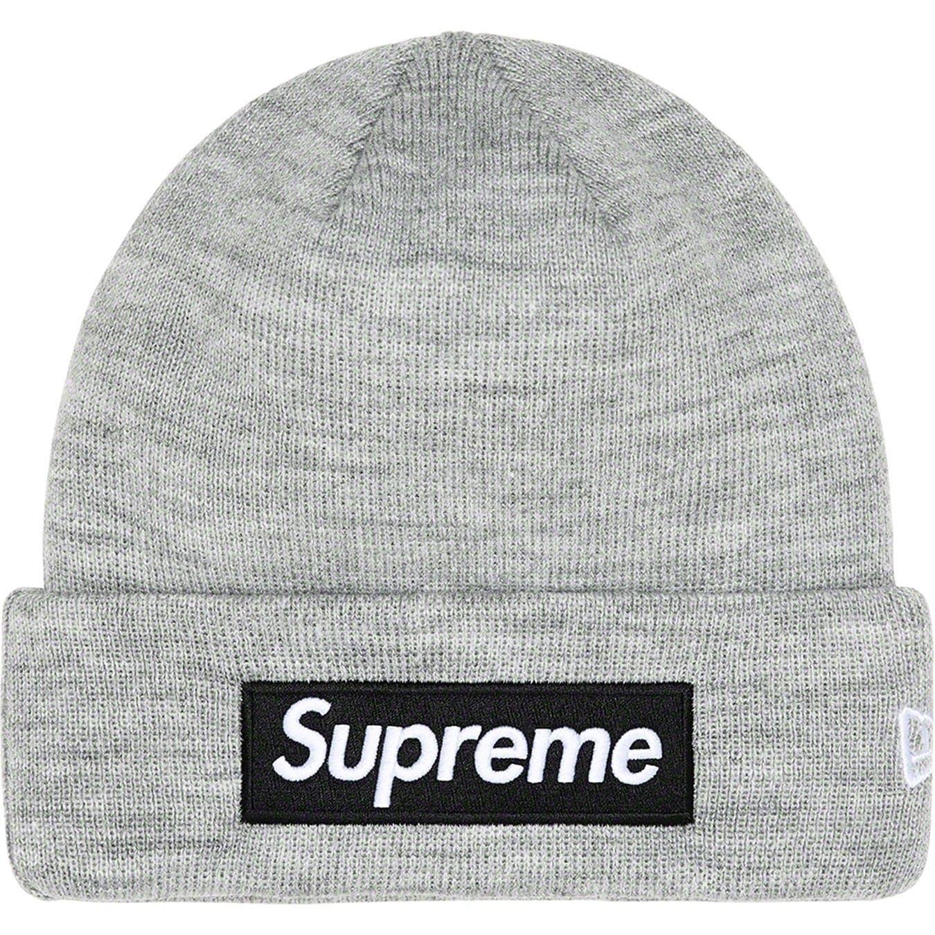 Supreme New Era Box Logo Beanie - Heather Grey Winter Hat for Men & Women - Perfect for Cold Weather, Streetwear Fashion & Urban Lifestyle