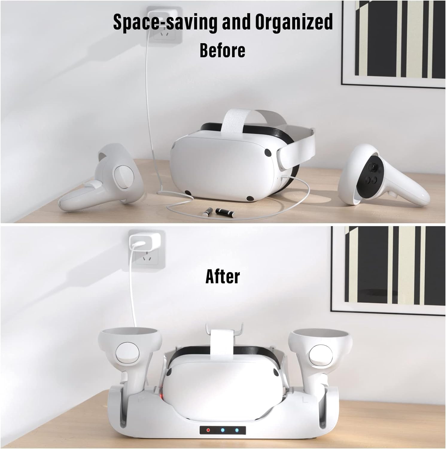 Upgraded Magnetic VR Charging Dock for Oculus Quest 2 with 2 Rechargeable Batteries - Fast Charger for Oculus Quest 2 Headset & Controllers with LED Indicator - Perfect for VR Gaming, Streaming & Extended Play Sessions