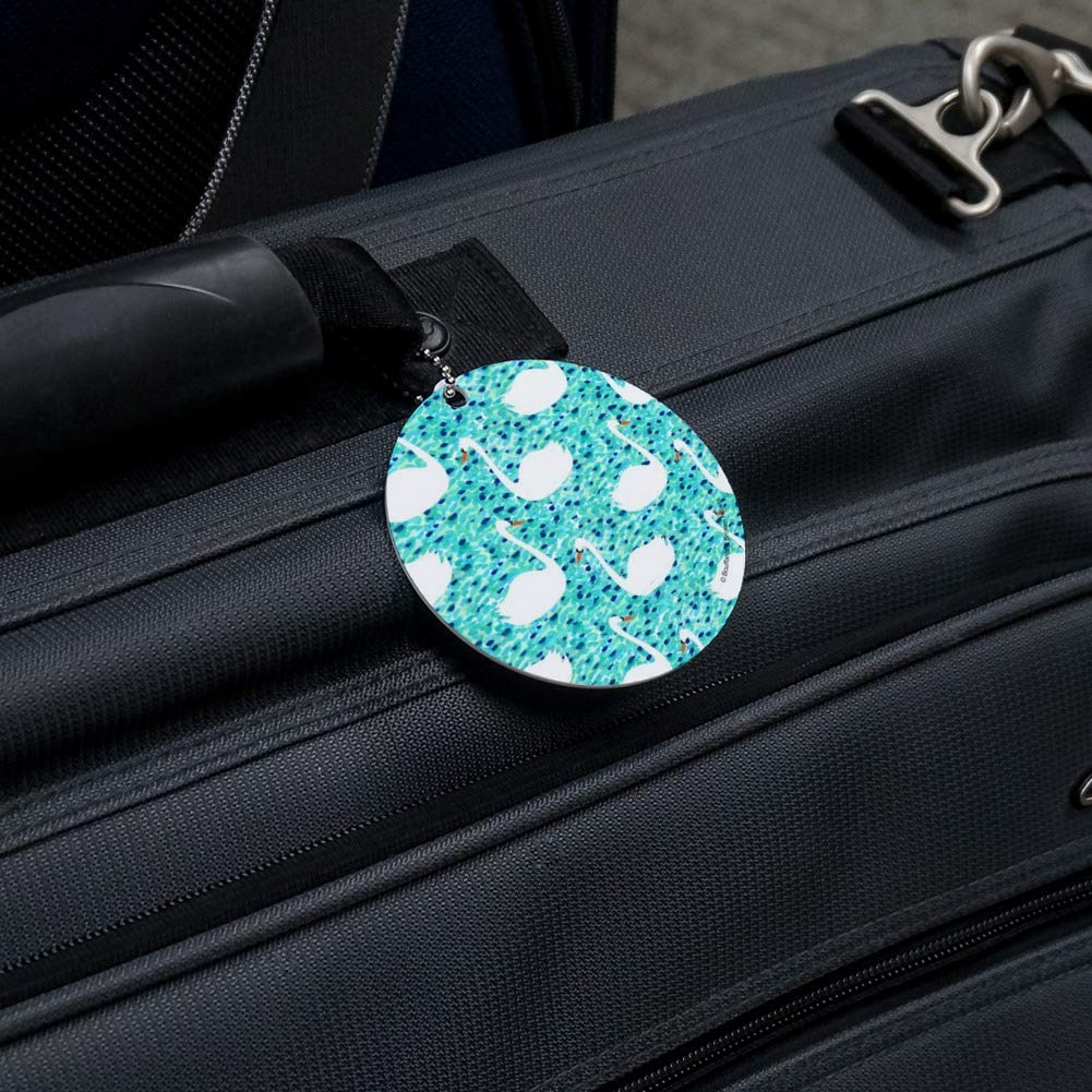 Swan Lake Pattern Round Luggage ID Tag - Personalized Suitcase Name Tag for Carry-On Bags - Perfect for Travel, Business Trips & Vacation Identification