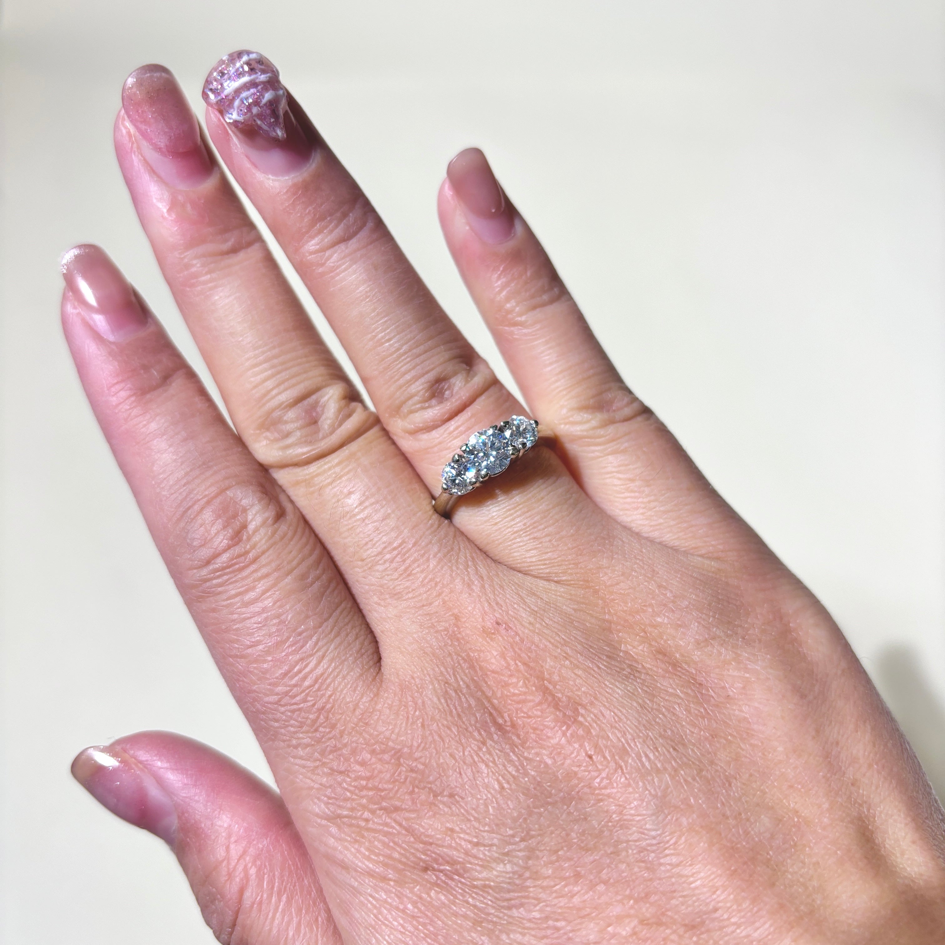 14K White Gold Three Stone Diamond Engagement Ring | 1.50ctw | Size 5.75 | Perfect Proposal Gift for Her, Anniversary & Wedding Jewelry