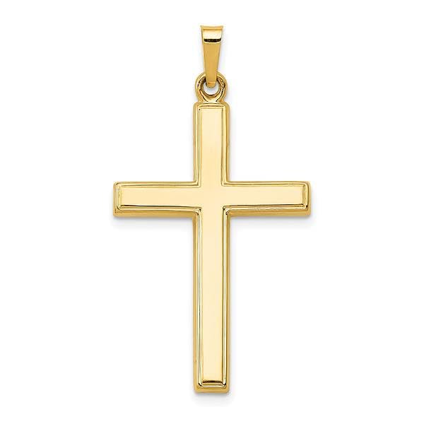 14K Solid Yellow Gold Latin Mexican Holy Cross Necklace - Religious Jesus Christ Pendant Charm for Women & Men - Perfect for Baptism, First Communion, Confirmation & Everyday Faith Jewelry
