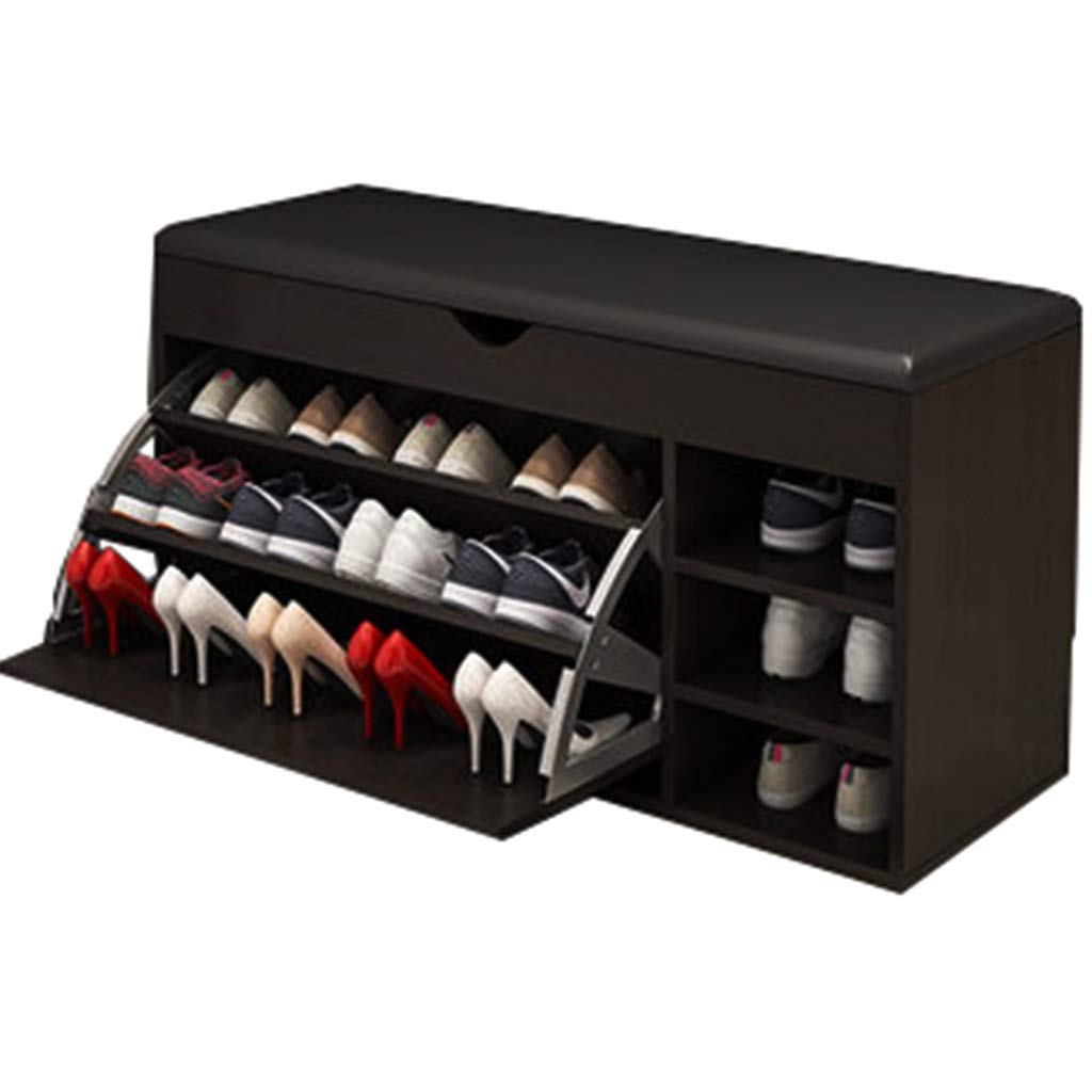 Multi-Functional Storage Bench with Shoe Rack - 80x35x52cm Entryway Bench with Seat, 3-Tier Shoe Organizer, Brown Wooden Hallway Furniture for Home & Office Use - Perfect for Entryways, Mudrooms, Bedrooms & Closets