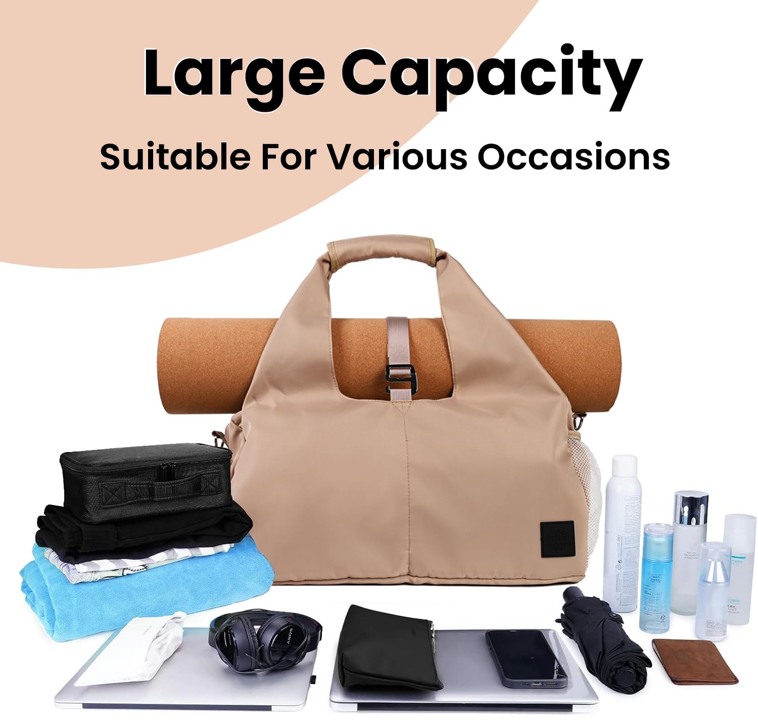Premium Yoga Bag for Women - Durable Polyester Gym Tote with Shoulder Strap - Perfect for Pilates, Travel, Office & Beach Workouts | Ideal for Yoga Classes, Gym Sessions & Active Lifestyle