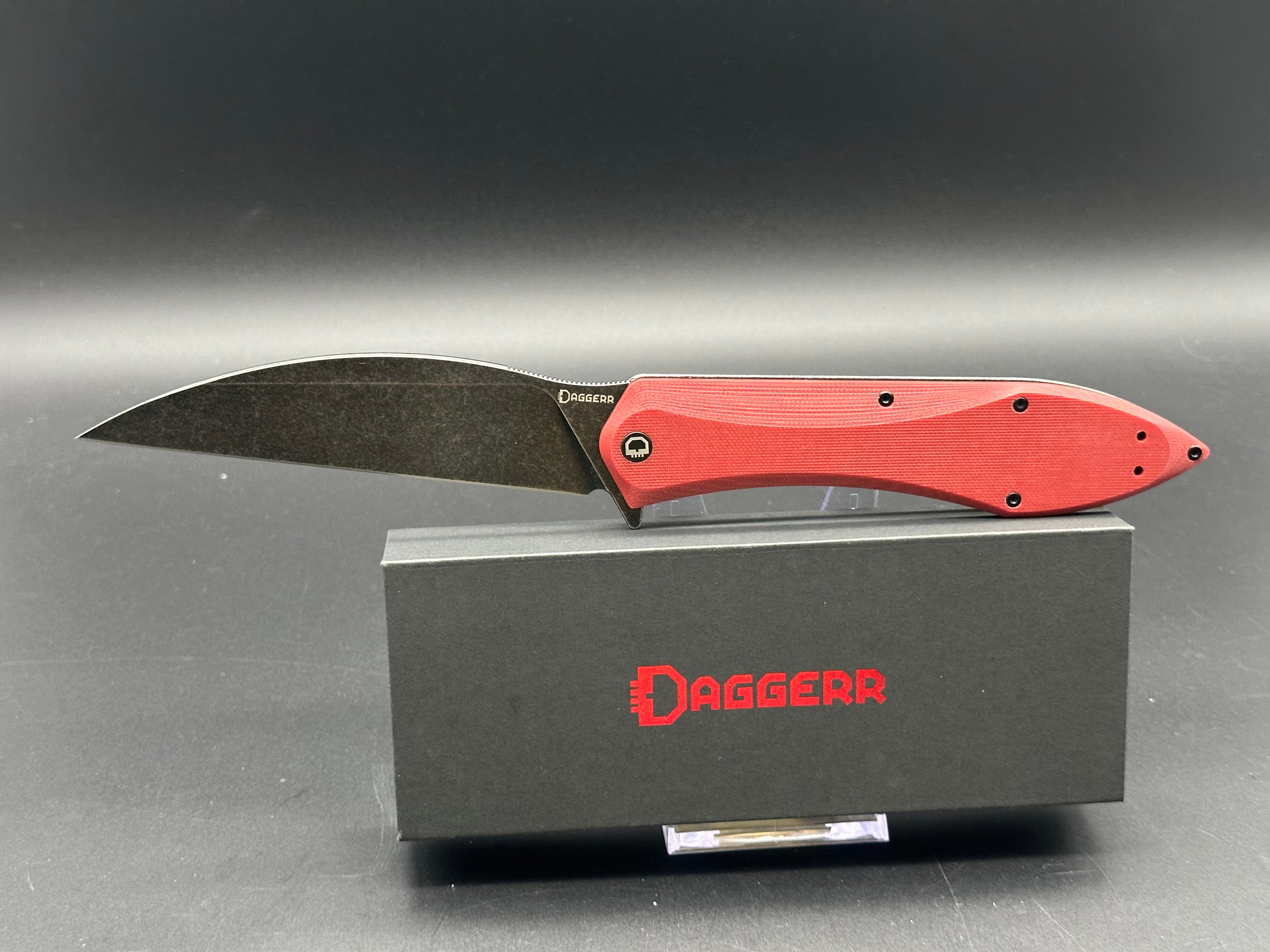 Daggerr Voron Frame Lock Folding Knife - Burgundy G10 Handle, 5.2