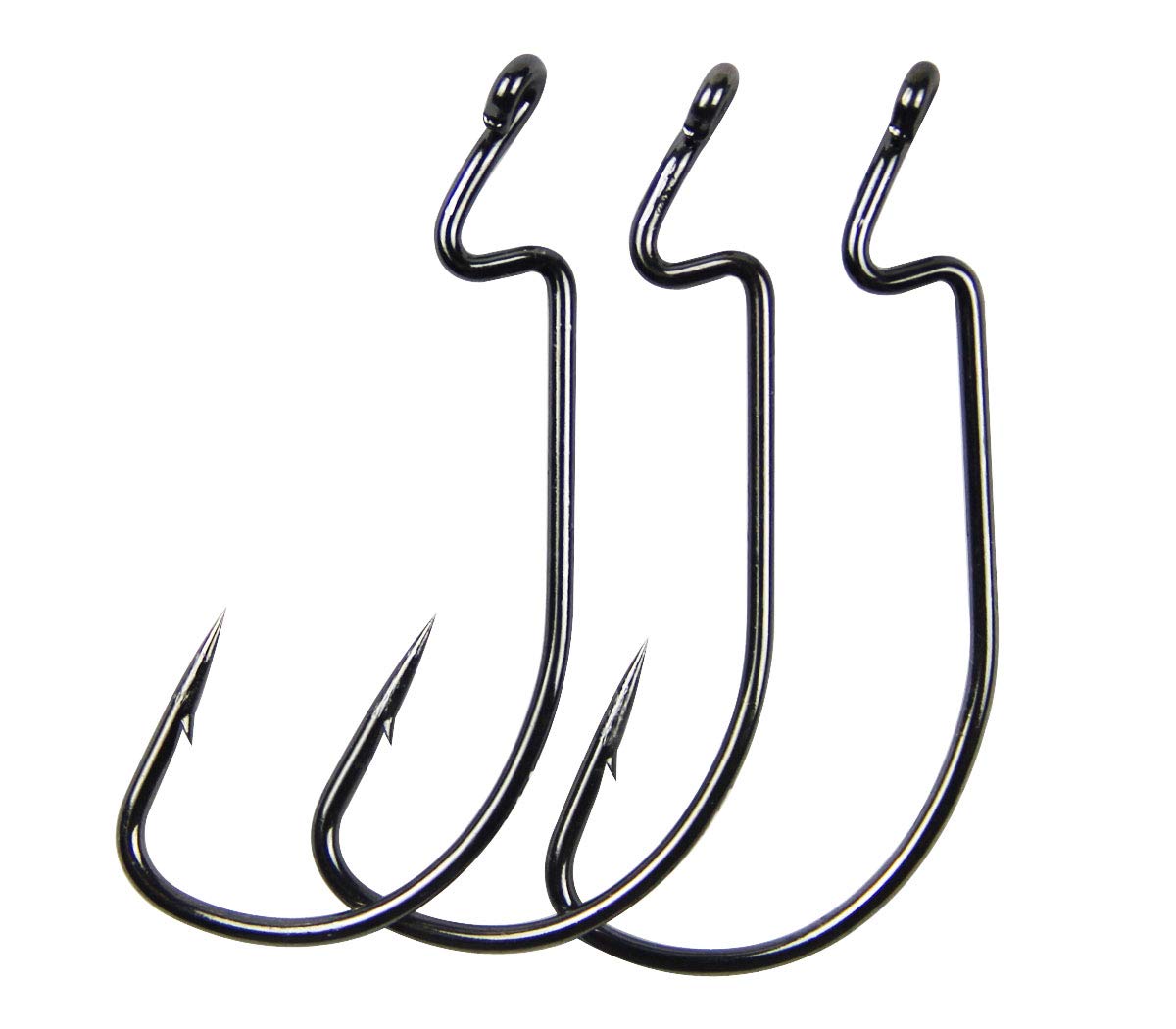 3X Strong Offset Worm Hooks - Wide Gap Barbed Fishing Hooks for Soft Plastic Baits, Bass & Trout - Freshwater & Saltwater Jig Hooks | Ideal for Bass Fishing, Trout Angling, and Saltwater Game Fishing