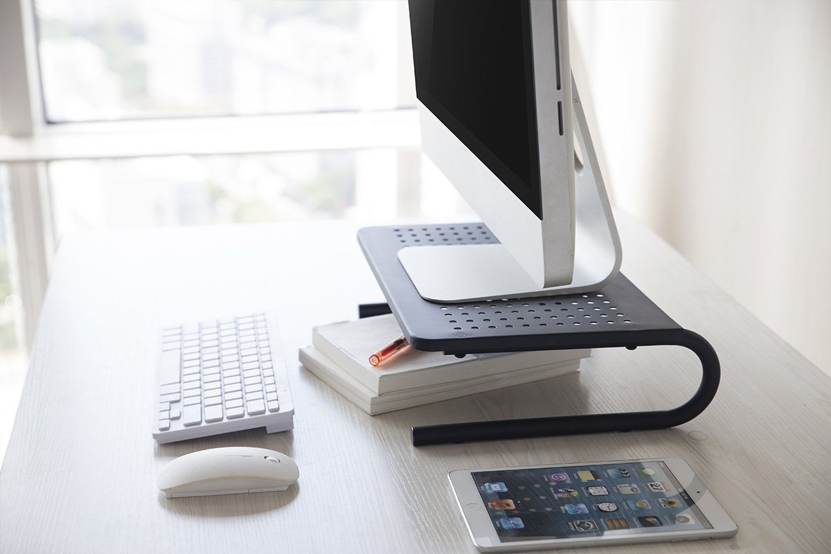 Adjustable Black Pop Monitor & Laptop Stand - Ergonomic Riser for Home & Office Workspace - Perfect for Computer, Notebook, MacBook & Tablet Use