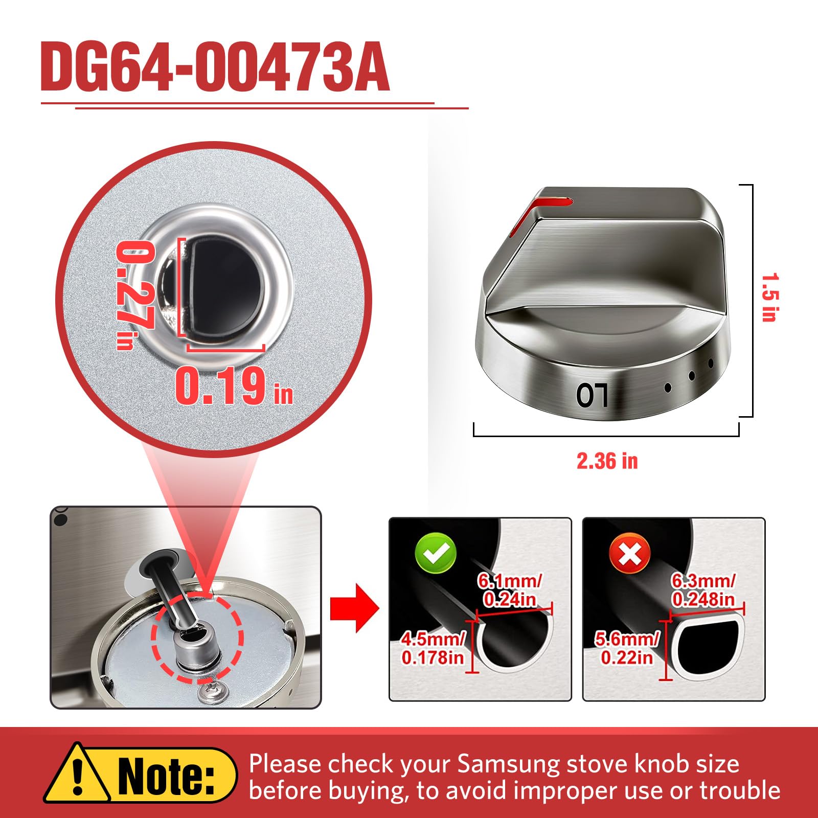 Upgraded 5-Pack Samsung Gas Range Stove Knobs Replacement - Compatible with NX58H5600SS, NX58H5650WS, NX58K7850SS Models | Durable Steel Top Burner Control Dials for Precise Temperature Adjustment | Perfect for Kitchen Stove Repair & DIY Appliance Maintenance