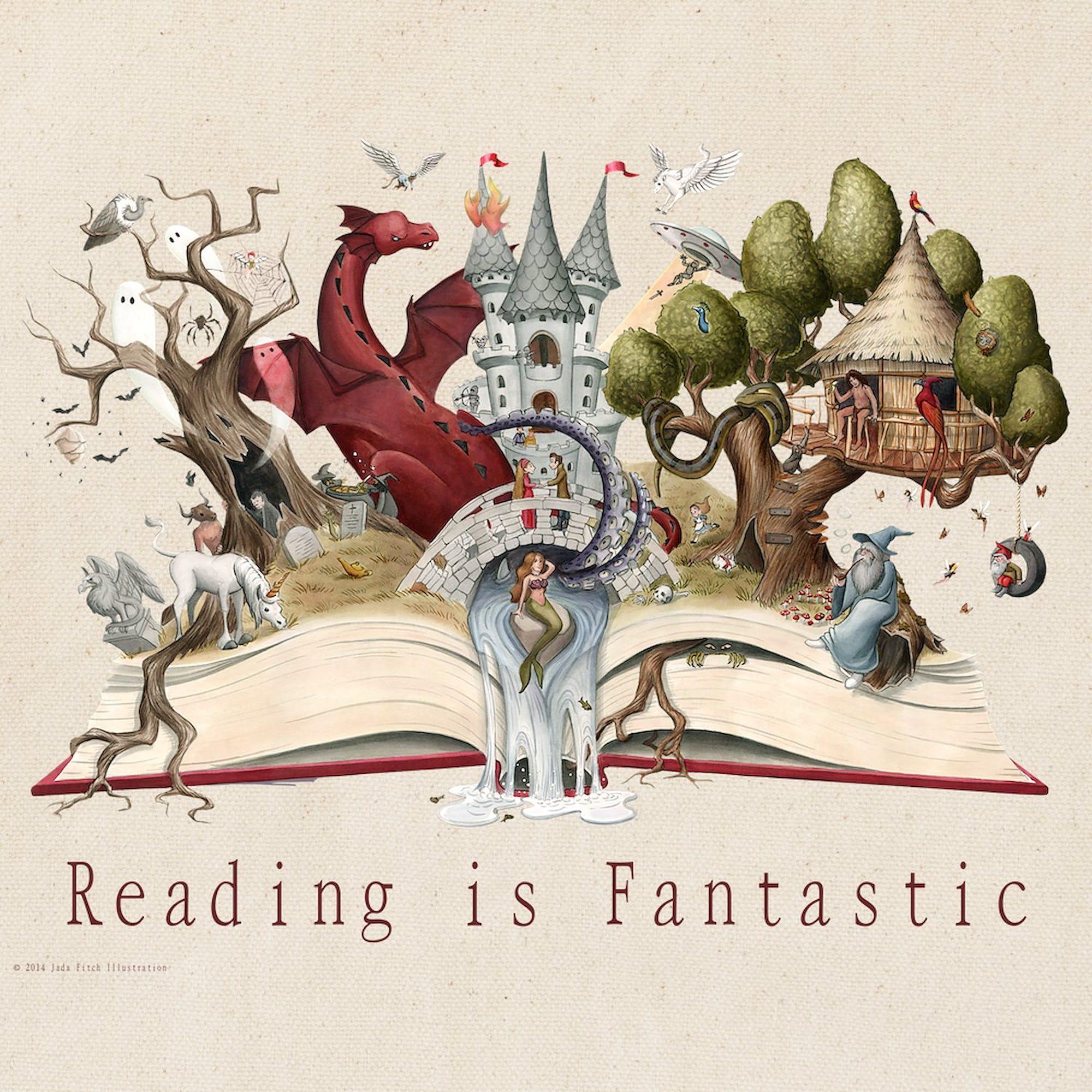 Reading Is Fantastic II Natural Canvas Tote Bag - Eco-Friendly Reusable Shopping Bag for Book Lovers, Groceries & Beach Essentials | CafePress