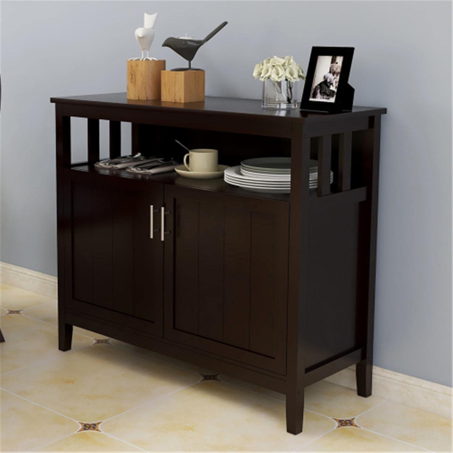 Modern Kitchen Cabinet with Storage - Sideboard Buffet Server Cupboard, 2-Door Cabinet Console Table with Shelves | Perfect for Dining Room Storage, Kitchen Organization & Buffet Serving
