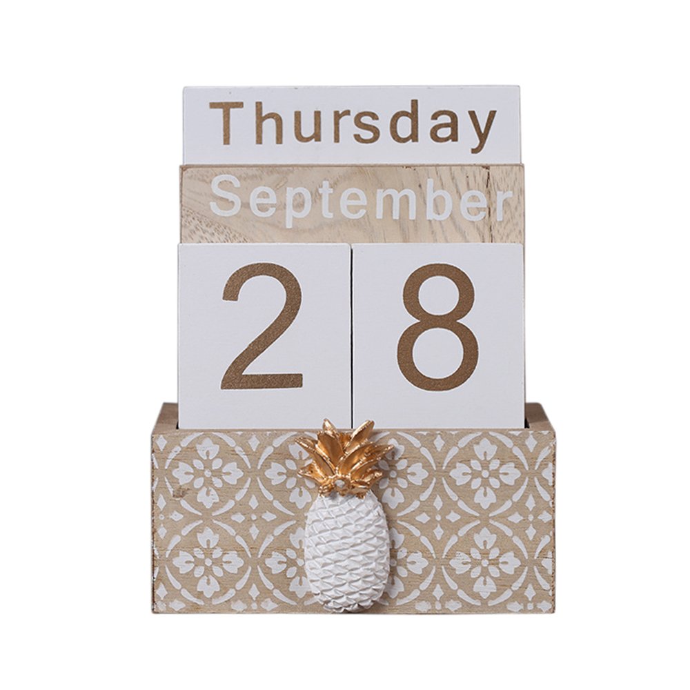 Vintage Wooden Perpetual Calendar - Rustic Desktop Block Calendar for Home & Office Decor (Style B) | Perfect Gift for Holidays, Birthdays & Housewarming