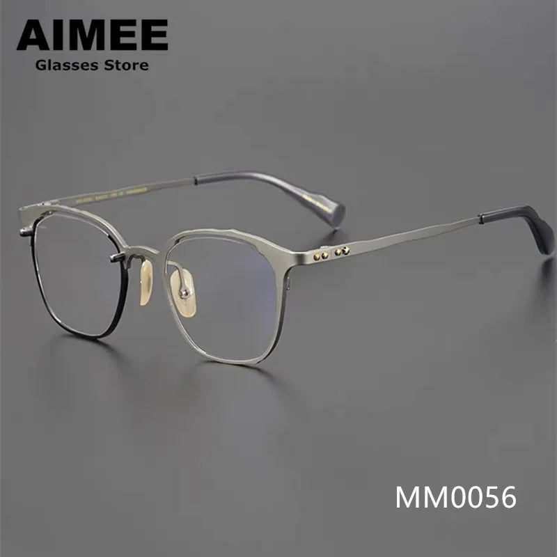 Aimee Unisex Full Rim Square Titanium Eyeglasses Frame - Lightweight Durable Titanium Glasses for Men & Women - Perfect for Reading, Work, and Daily Wear (Model 130056)