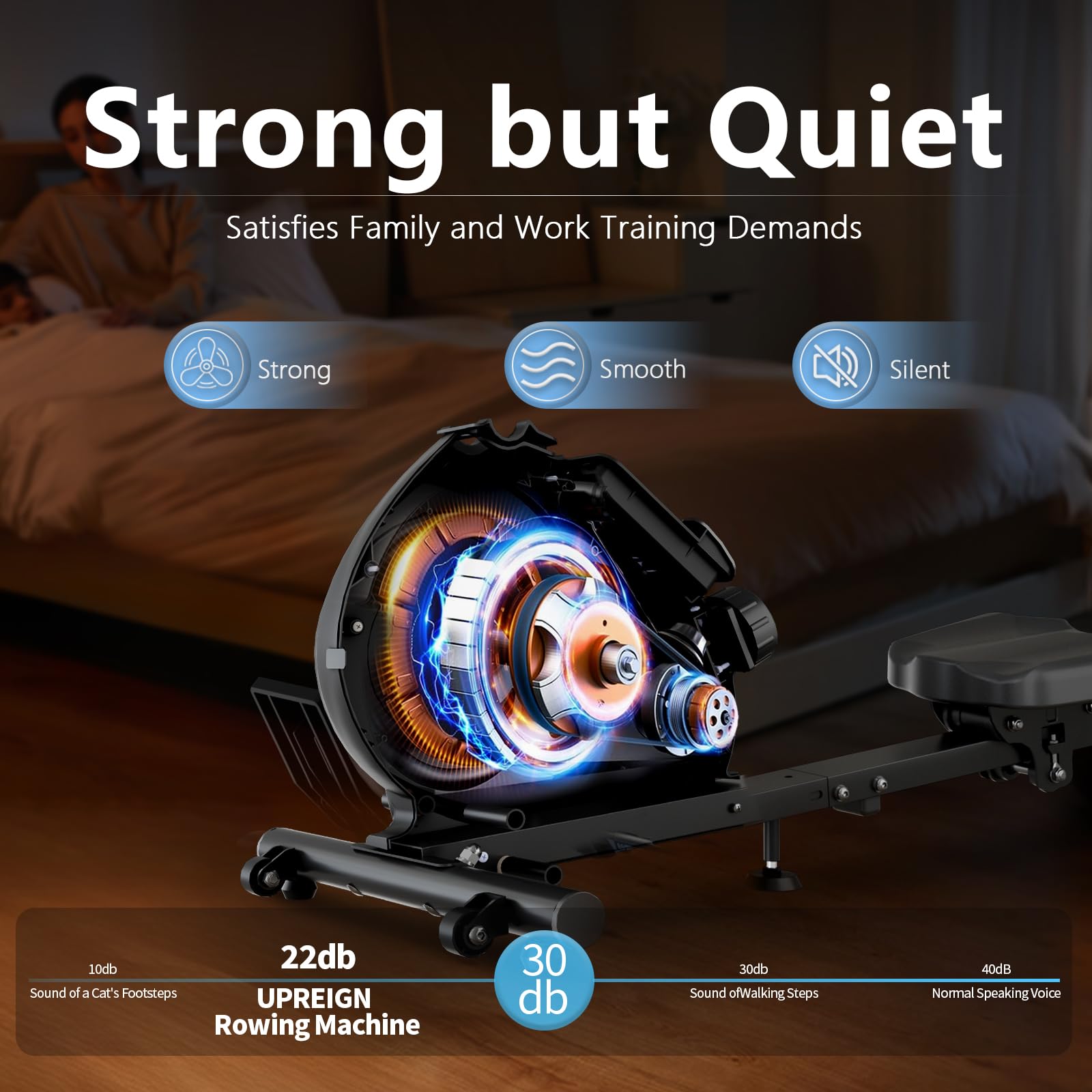 Adjustable 8-Speed Magnetic Rowing Machine for Home Workout - 265 LBS Weight Capacity, Fat Burning & Muscle Sculpting, Phone/Tablet Holder - Perfect for Small Spaces & Full-Body Fitness