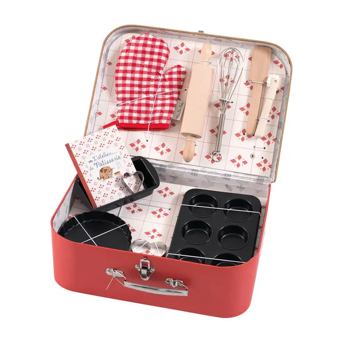 Moulin Roty Kids Baking Set - 12-Piece Pretend Play Kitchen Toy for Toddlers & Children - Perfect for Birthday Gifts & Role Play Fun