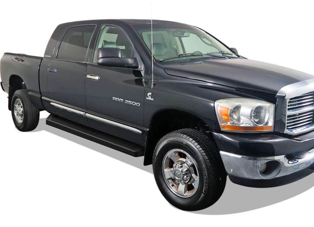 APS Black Running Boards Nerf Bars Side Steps for Dodge Ram 1500 2006-2008 Mega Cab & Ram 2500/3500 2006-2009 - Heavy Duty Off-Road Side Bars for Truck Protection & Easy Entry