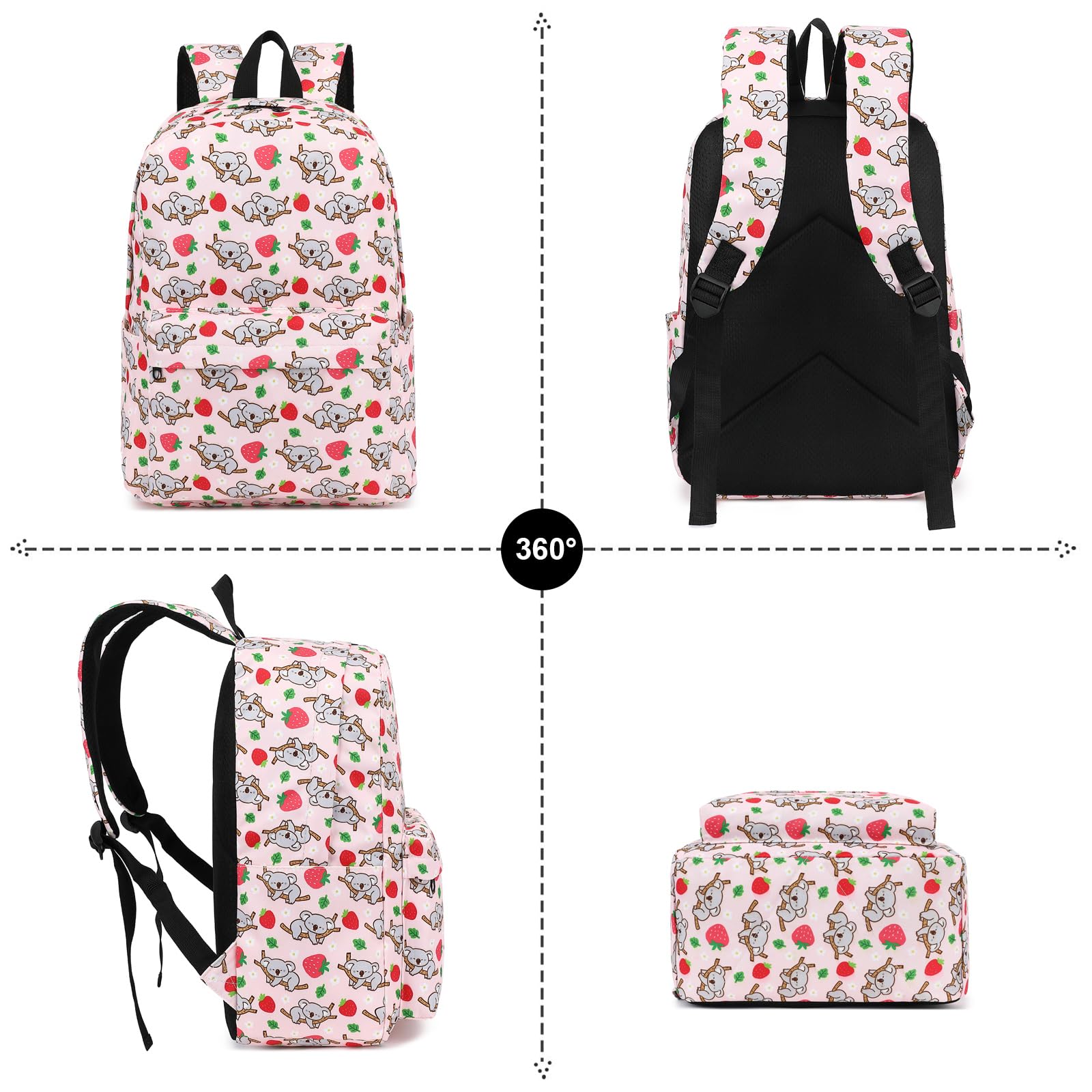 Girls School Backpack Set for Teens - Waterproof Bookbag with Lunch Box & Pencil Case - Perfect for School, Travel & Daily Use