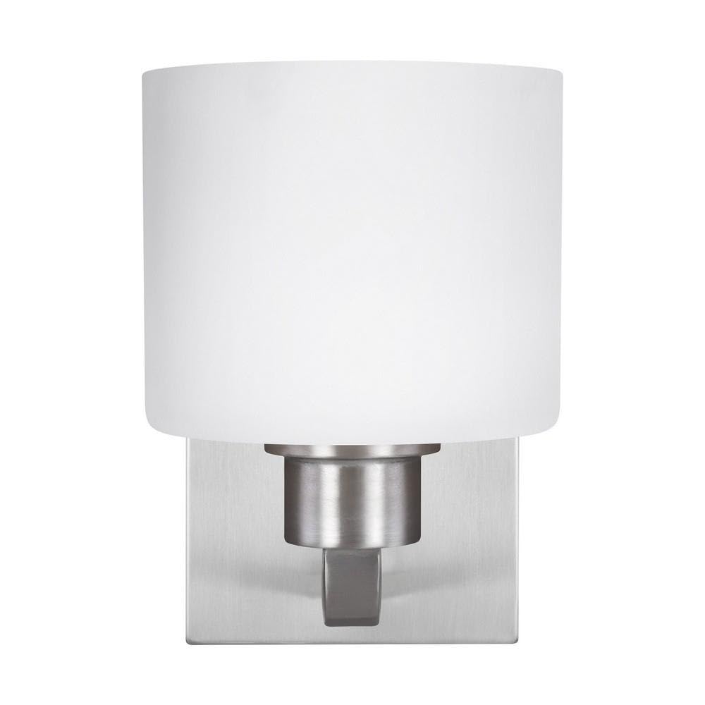 1 Light Bathroom Vanity Light Fixture - Brushed Nickel Finish with Etched White Glass Shade (Model 73-Bel-2755373) - Perfect for Modern Bathrooms, Powder Rooms & Spa-Like Retreats