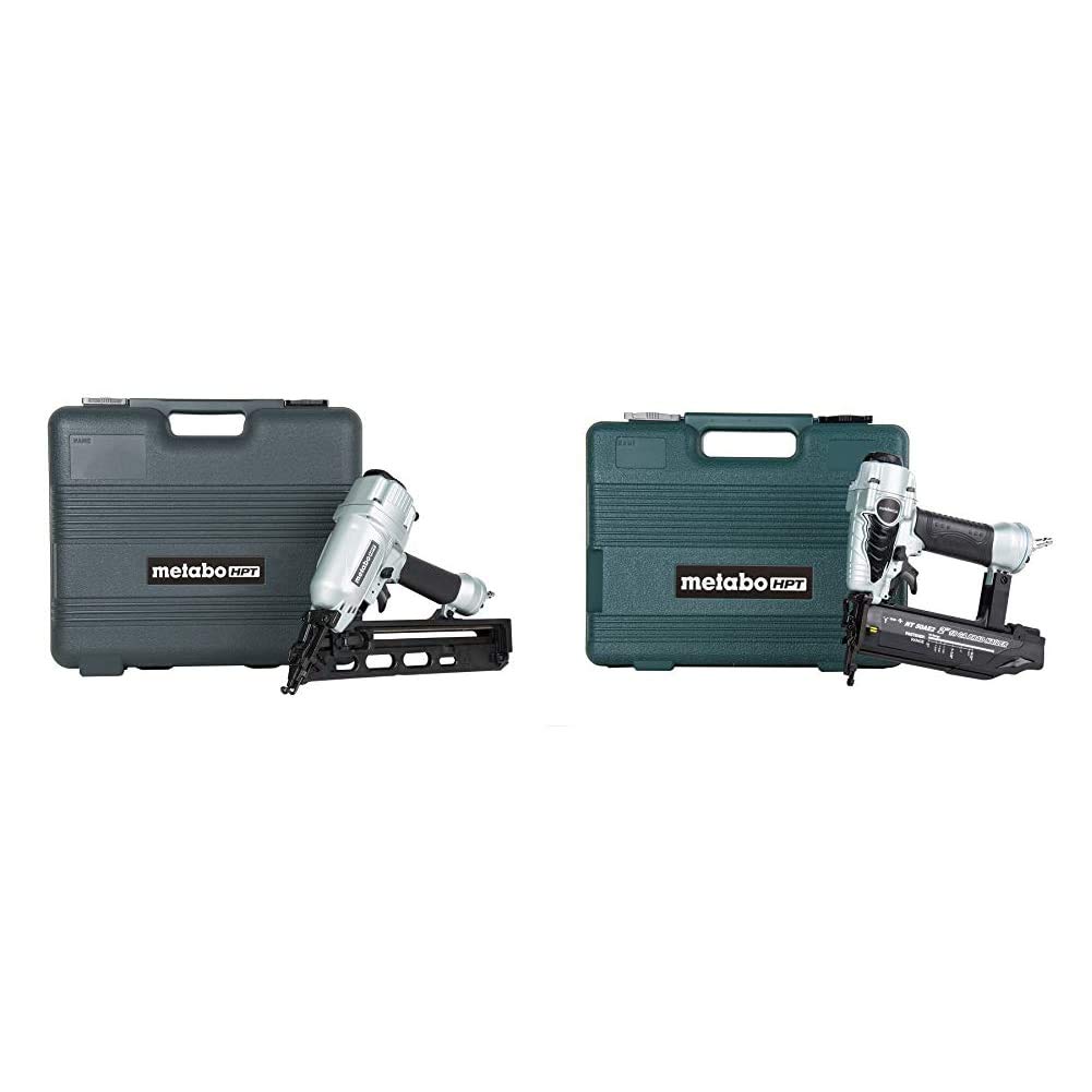 Metabo HPT NT50AE2 18-Gauge Brad Nailer & NT65MA4 15-Gauge Angled Finish Nailer Kit - Professional Woodworking Tools for Crown Molding, Baseboards and Trim Installation
