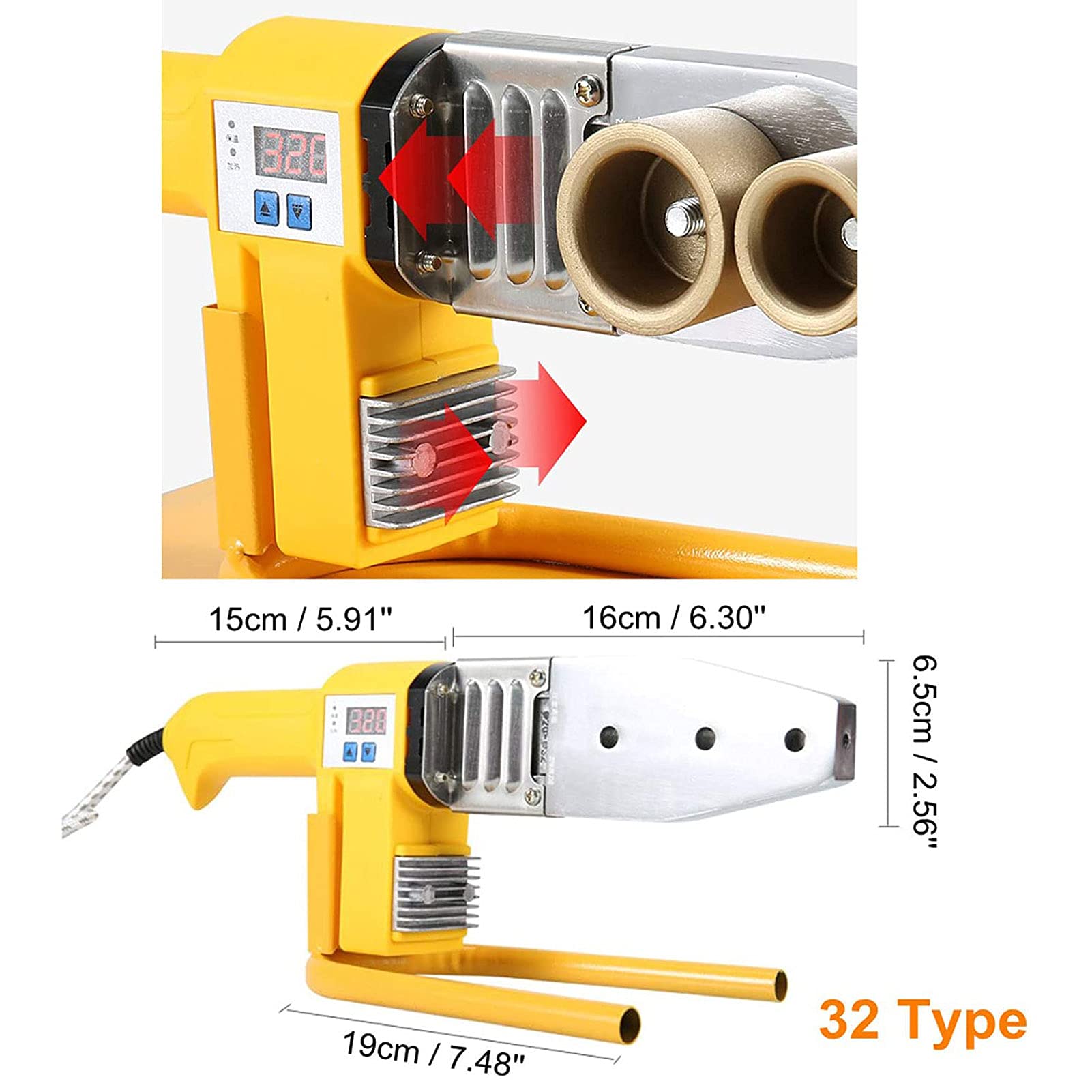 PPR PE Pipe Fusion Welder Kit - 220V 800W Digital Water Pipe Welding Machine with Electric Heating Hot Melt Tools for Plumbing, HVAC & DIY Projects - Perfect for Home Repairs, Pipe Connections & Water System Installations