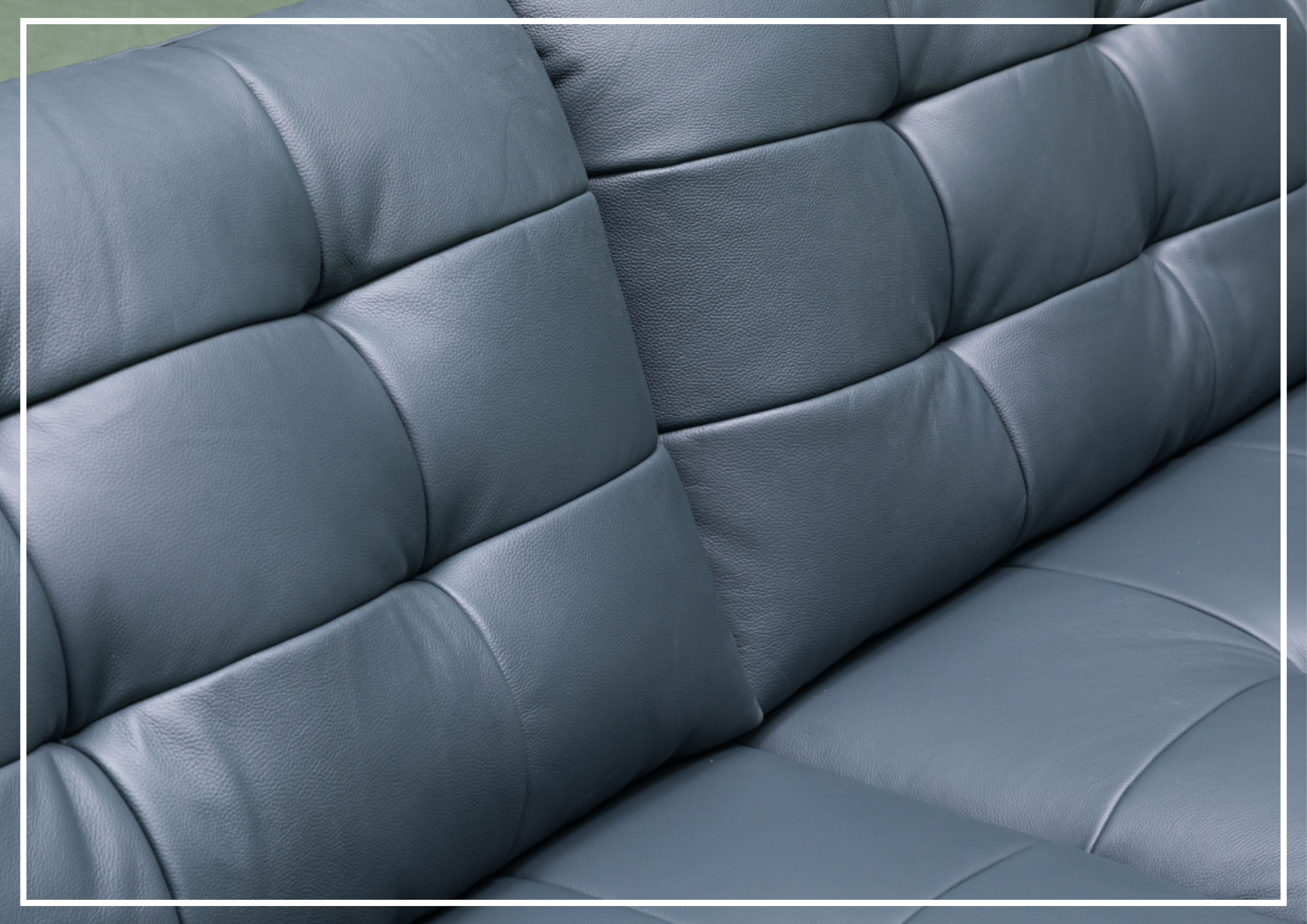 Klaussner Sofiano 2-Seater Blue Leather Sofa with Plush Back Support - Modern Living Room Furniture for Small Spaces & Apartments