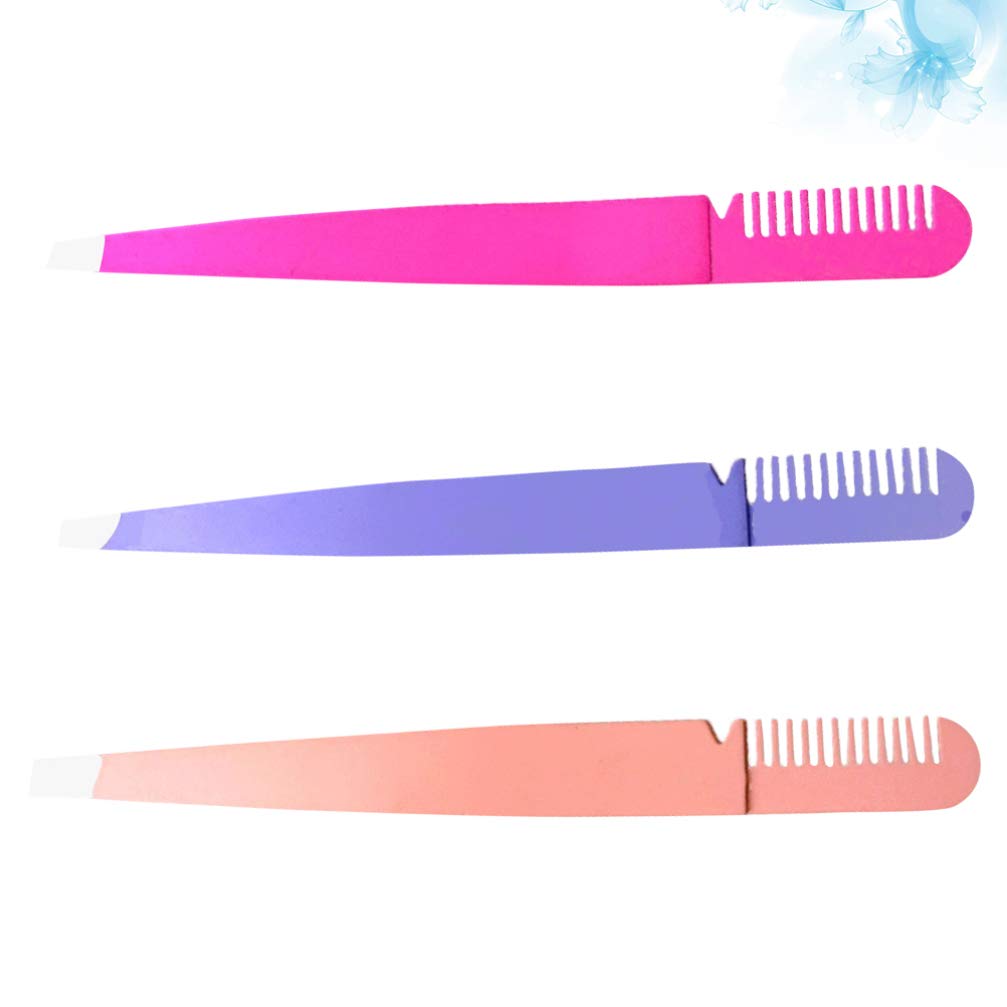 3-in-1 Eyebrow Tweezers Set with Comb - Perfect for Eyebrow Shaping & Makeup