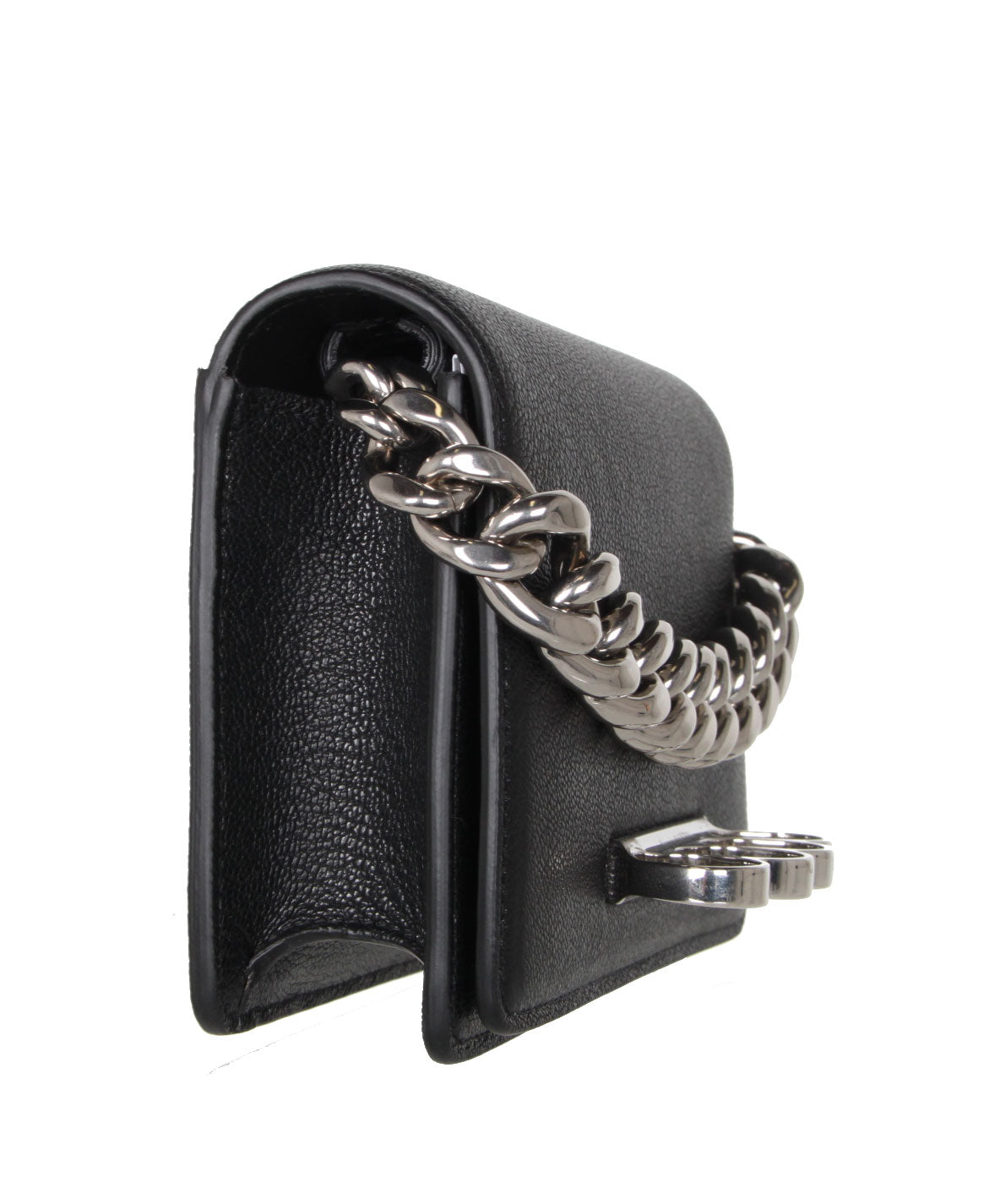 Mini Leather Crossbody Bag with Four Rings - Small Black Grain Satchel for Women | Perfect for Everyday Use, Work, and Travel