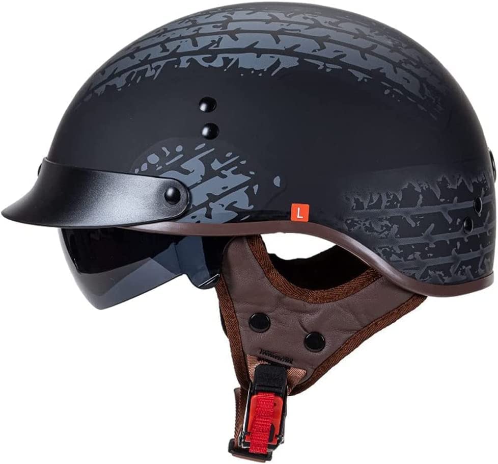 Vintage German Style DOT Approved Retro Half Helmet - Open Face Motorcycle Cap for Men & Women - Perfect for Cruiser, Scooter, Moped & Jet Bike Riders - Urban Commuting & Weekend Road Trips