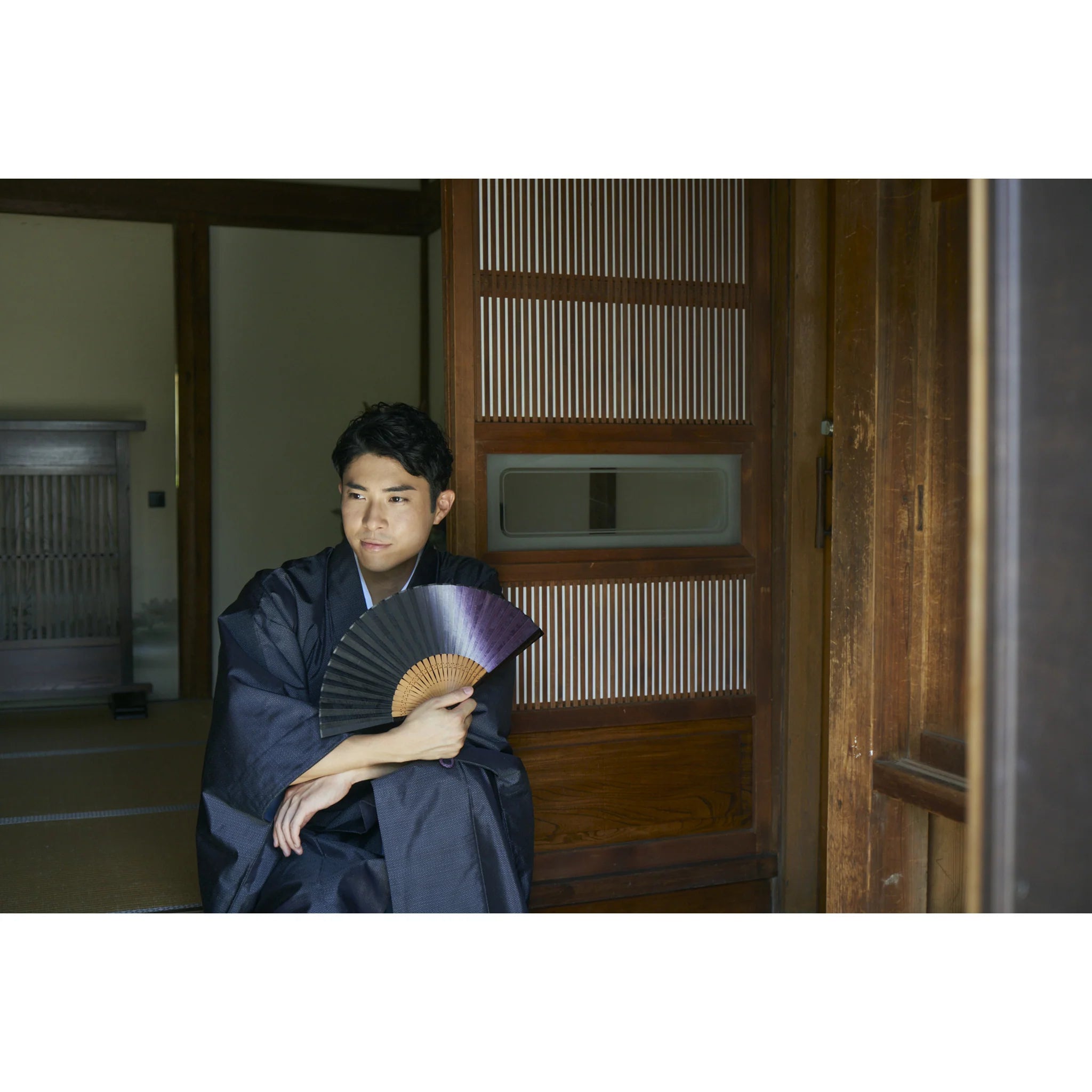 Premium Japanese Folding Fan for Men - Kyoto Handcrafted Kyo Sensu in Elegant Dark Purple | Perfect for Summer Cooling, Traditional Gifts & Cultural Events