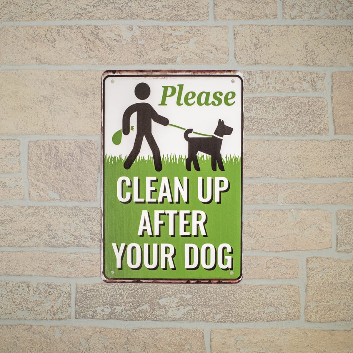 Treasure Gurus 8x12 Inch Metal 'Please Clean Up After Your Dog' No Poop Sign - Rustproof Yard Fence Decor for Home, Garden & Public Parks
