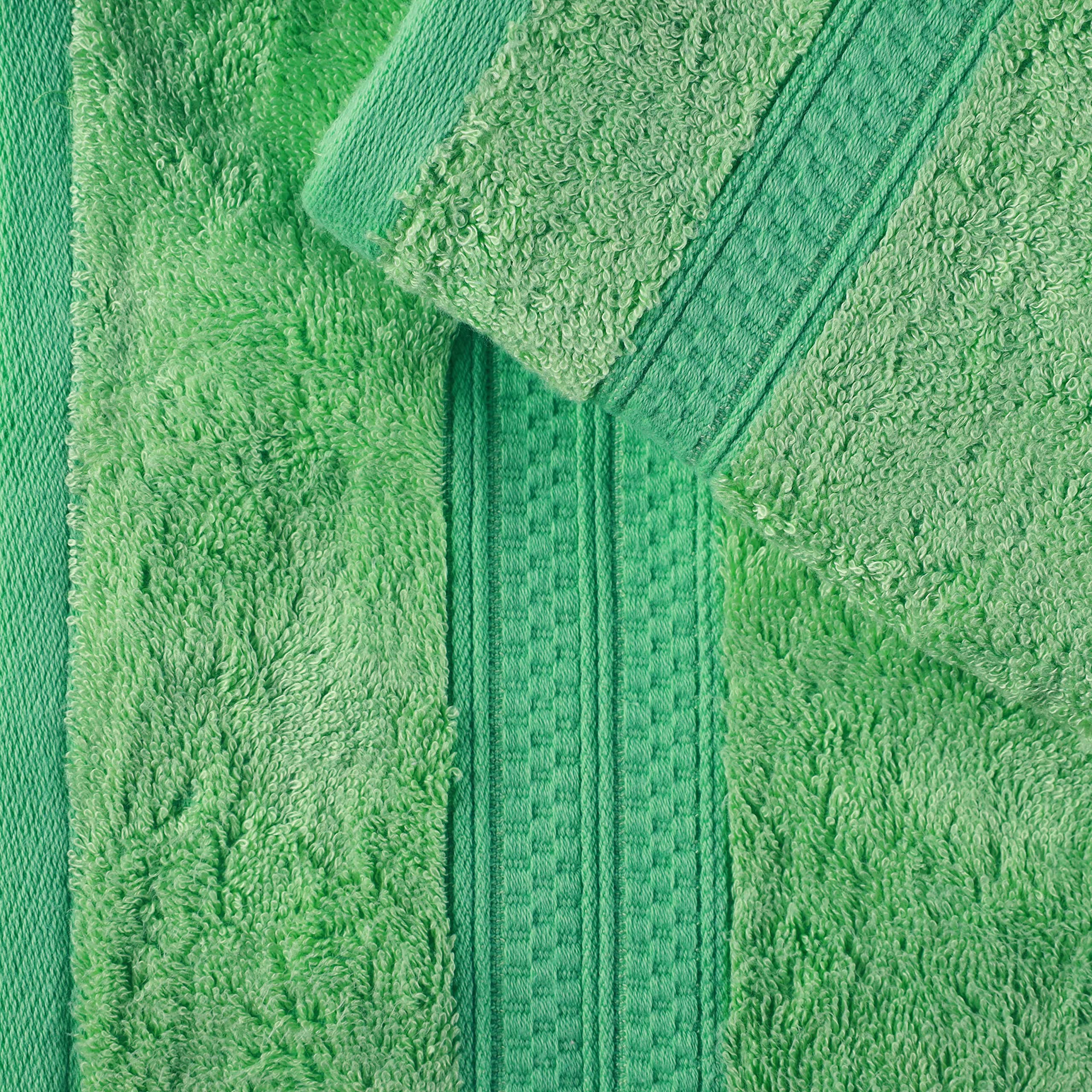 Premium 4-Piece Bamboo Rayon Cotton Blend Bath Towel Set - Soft, Absorbent & Eco-Friendly - Perfect for Bathroom, Guest Bath & Beach Use - Modern Solid Dobby Border Design in Spring Green