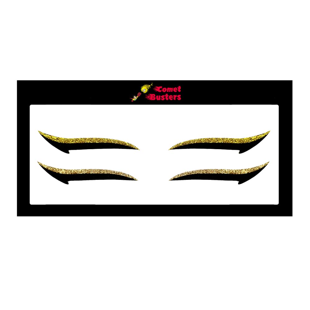 Comet Busters Glitter Gold & Yellow Gold Eyeliner Stickers (EL050) - Waterproof Self-Adhesive Eye Makeup Decals for Parties, Halloween & Festive Occasions