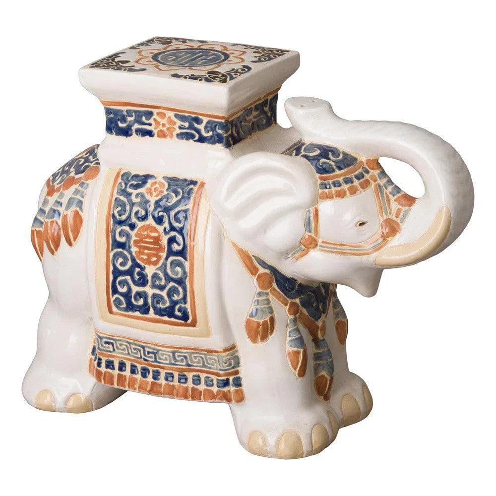 17 Inch Elephant Shaped Outdoor Garden Stool - Durable Resin Patio Furniture for Lawn, Poolside, and Backyard Decor