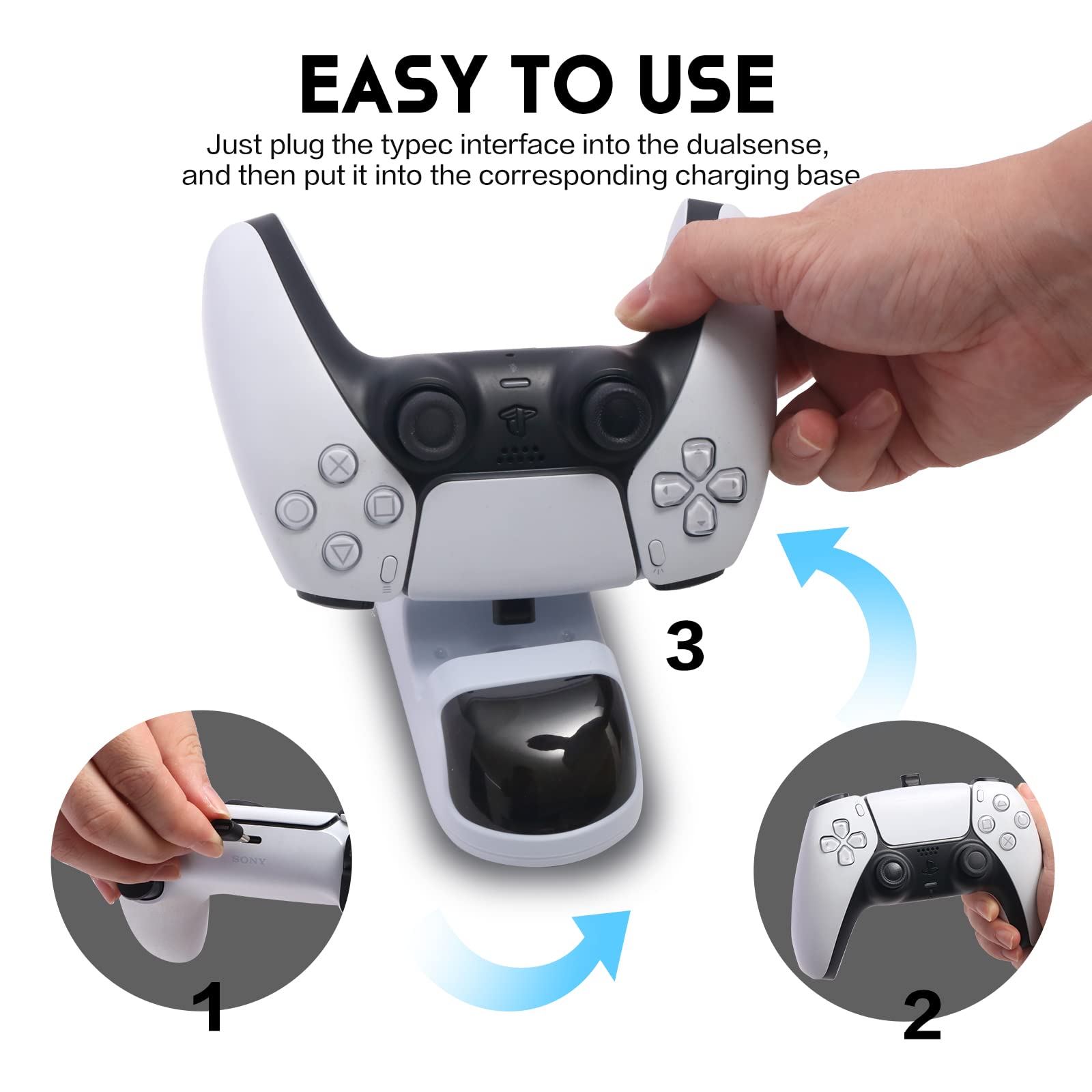Universal Controller Charger & USB-C Adapter - Fast Charging Dock Station for PS5, Nintendo Switch Pro, Xbox Elite 2 & Google Stadia Controllers | Gaming Accessories for Home & Travel Use