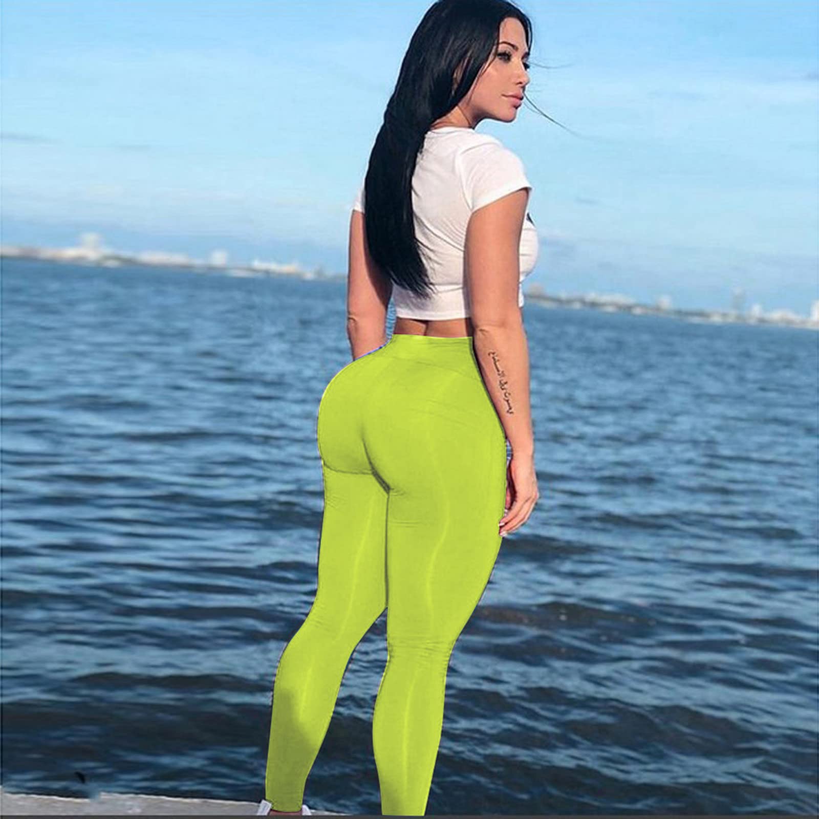 JIEMUXIU Women's Butt Lifting Leggings - High Waist Tummy Control Compression Workout Tights, Stretchy Yoga Pants for Gym, Running & Everyday Wear