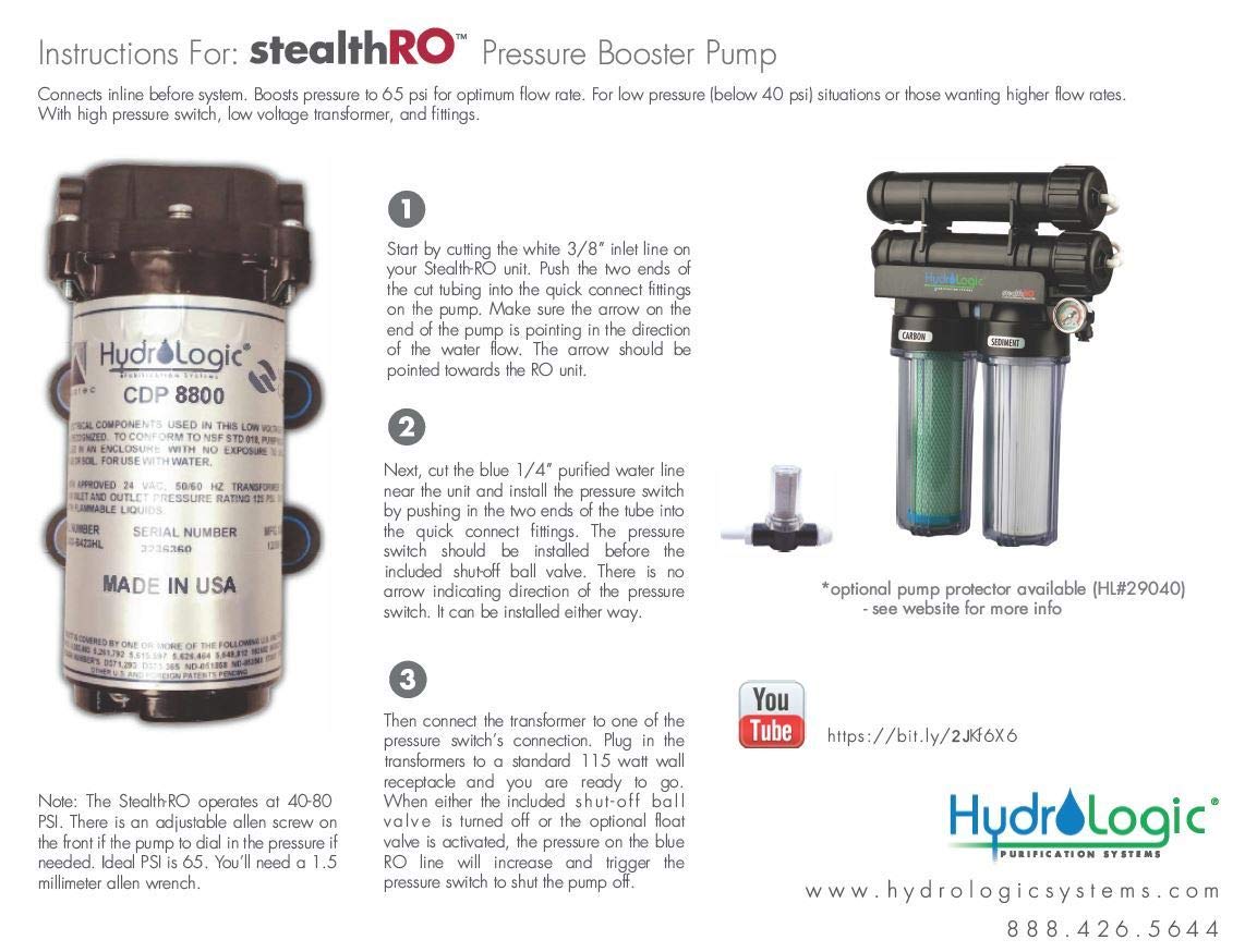 Hydrologic Pressure Booster Pump for RO Systems - Stealth-RO with 3/8