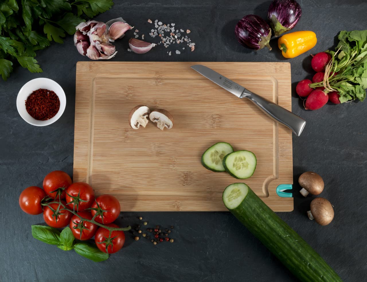 Bamboo Cutting Board with Built-in Knife Sharpener - 13